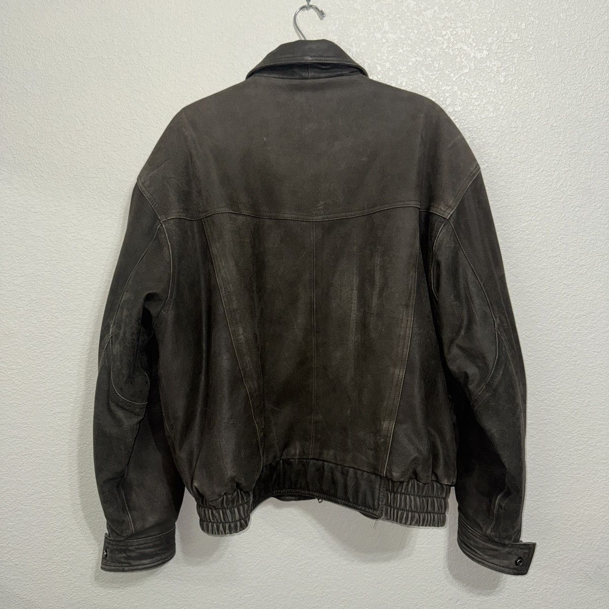 Vintage Vintage Brownish Gray Leather Patina Flight / Bomber Jacket Size US XL / EU 56 / 4 - 4 Thumbnail