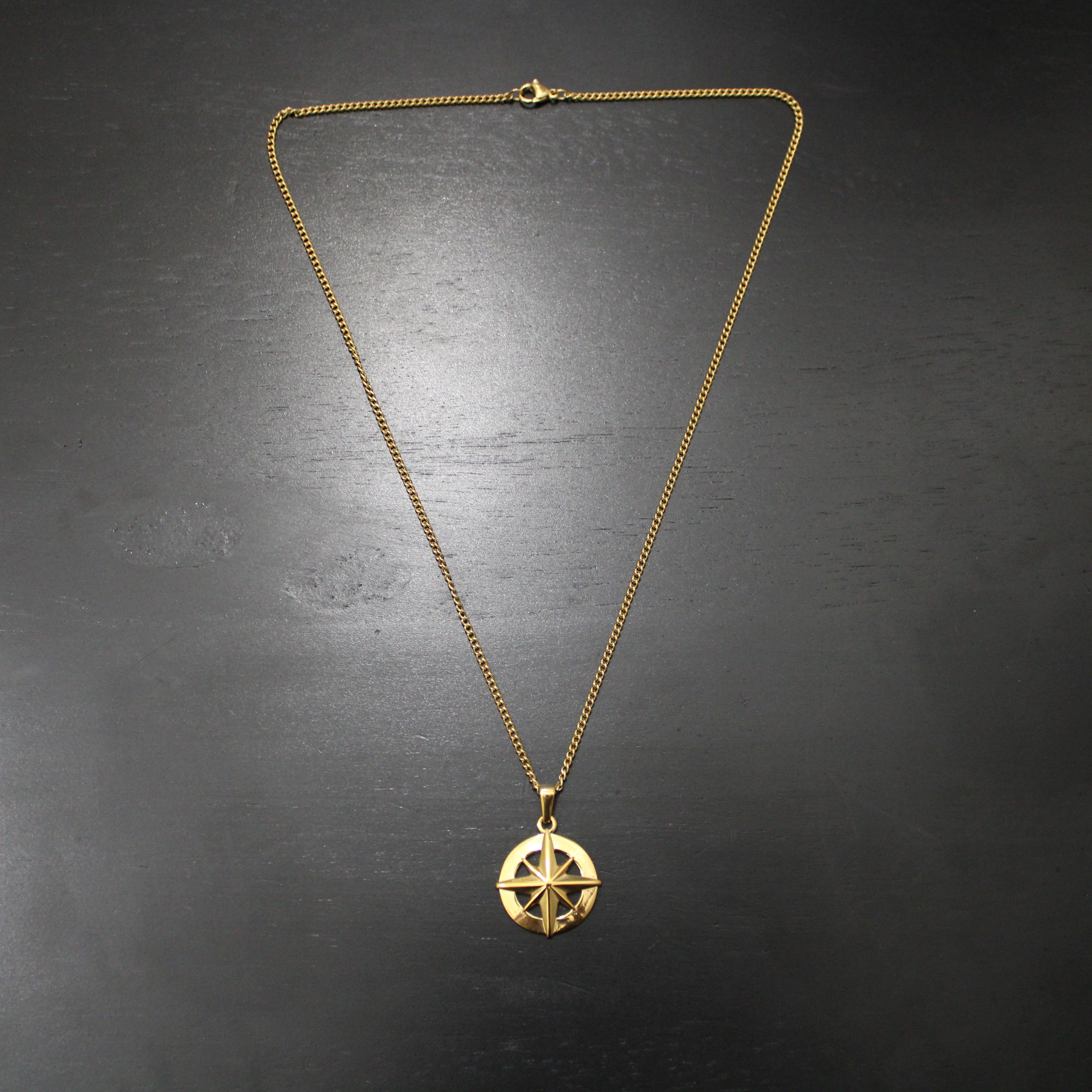 Jewelry Gold Compass Pendant Chain Necklace Size ONE SIZE - 7 Thumbnail
