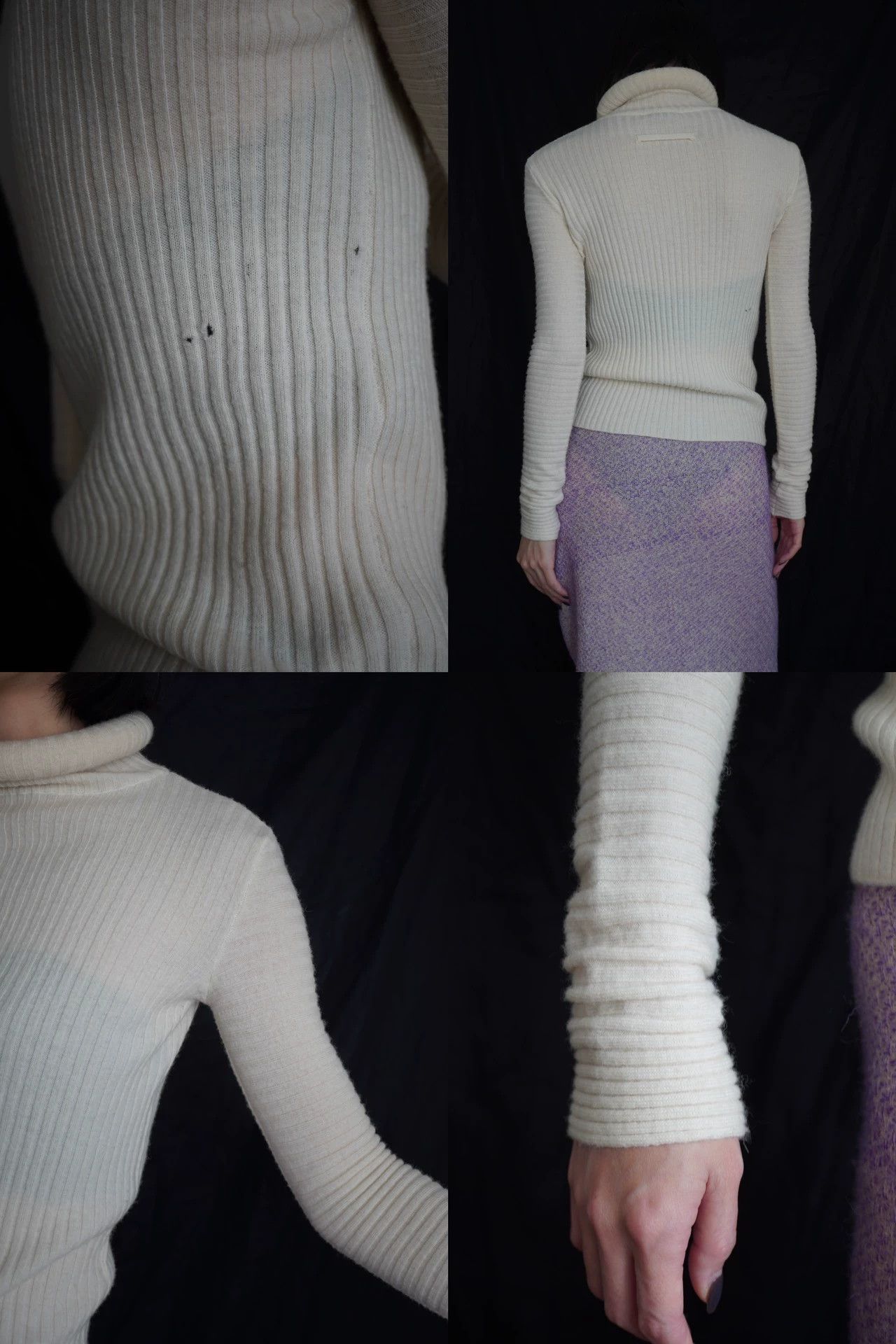 Jean Paul Gaultier JPG 1995 AW White Neck Circle Wool Knit Top XS Size XS / US 0-2 / IT 36-38 - 9 Thumbnail