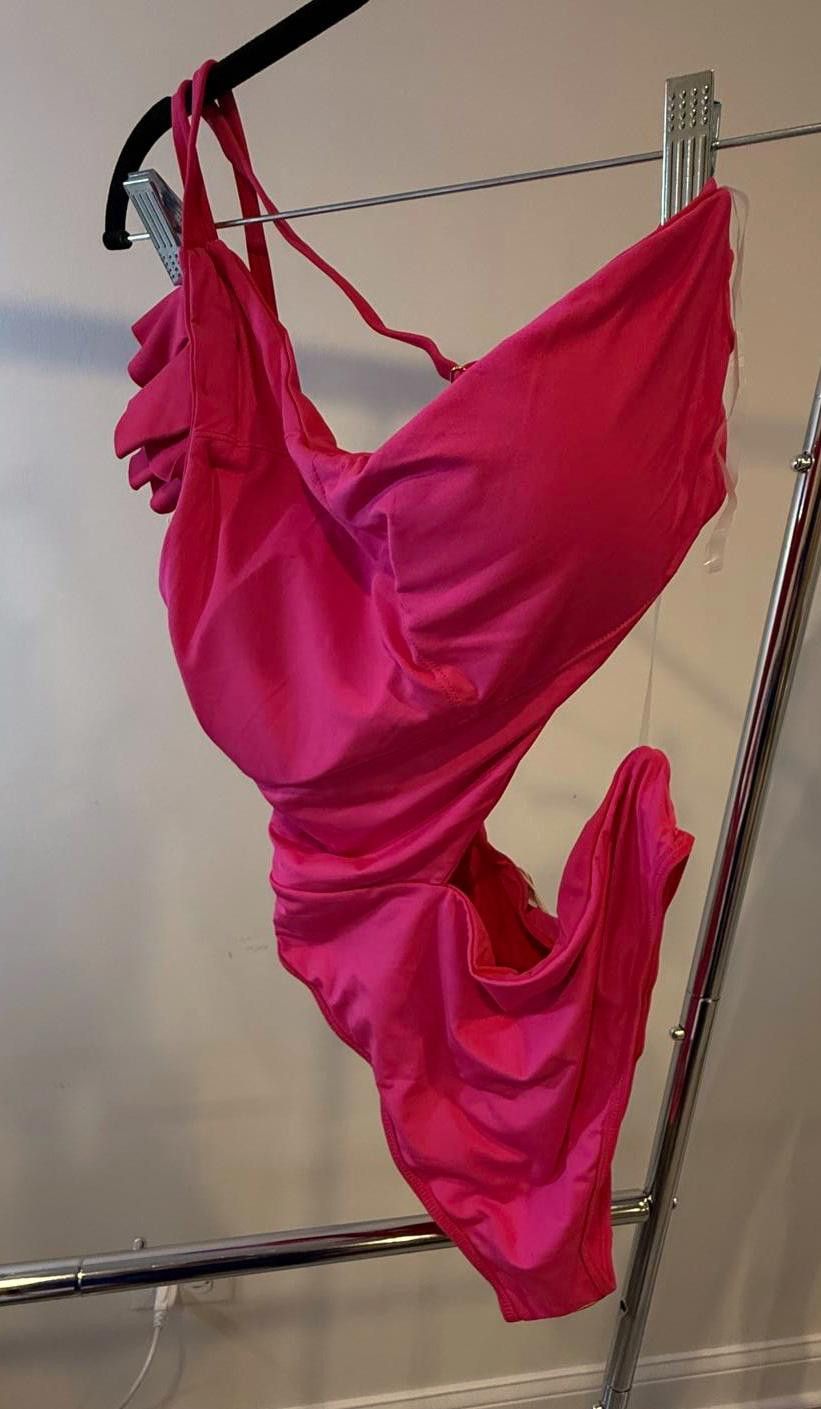 Designer Stylish Pink One-Shoulder Swimsuit by Ramy Brook Size ONE SIZE - 1 Thumbnail
