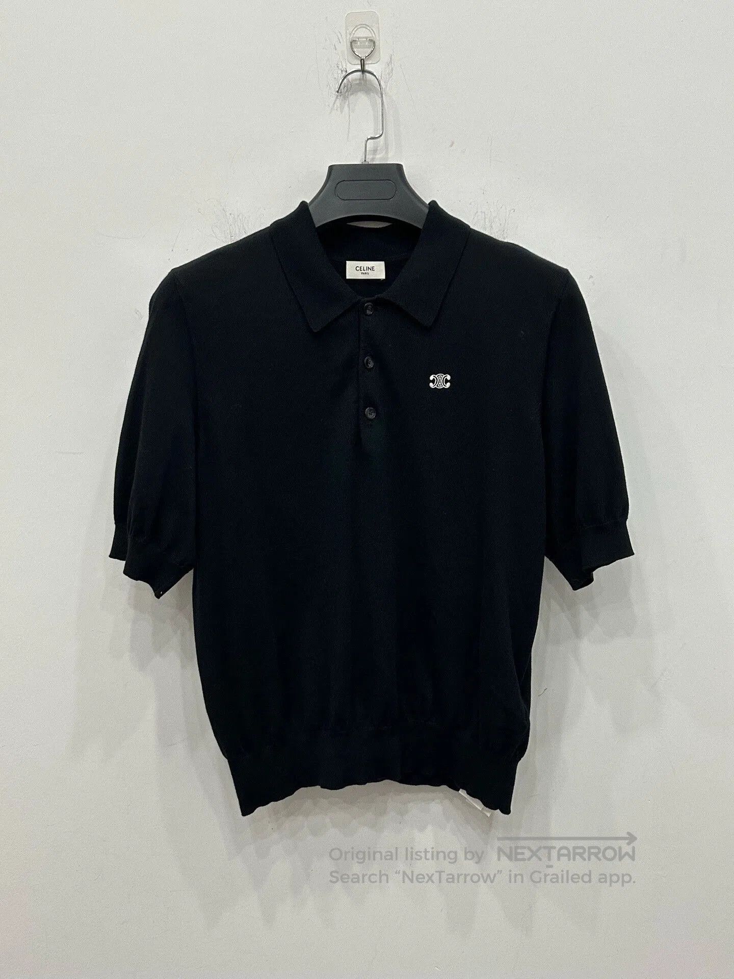 Celine Celine Black Triomphe Logo Knit Polo S. Size US S / EU 44-46 / 1 - 1 Thumbnail