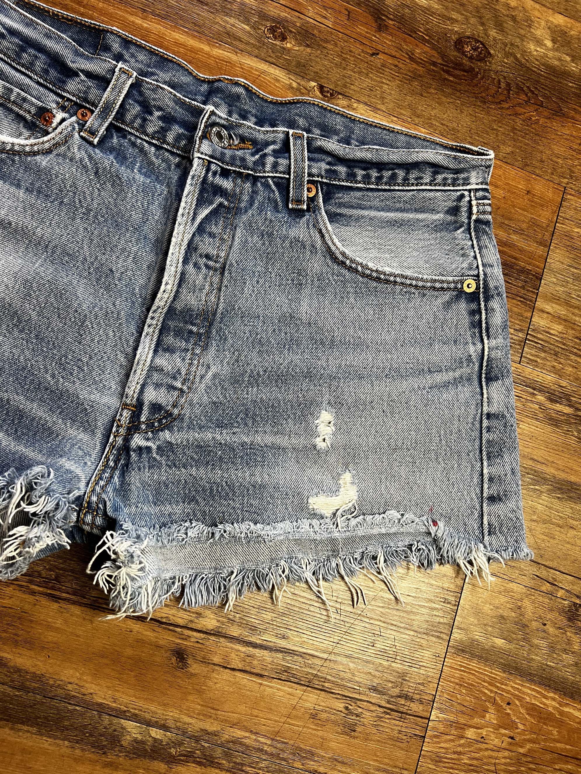 Levi's Vintage Clothing Vintage 1990's Levi's 501 Cut Off Blue Jean Short Shorts Size 33" - 2 Thumbnail