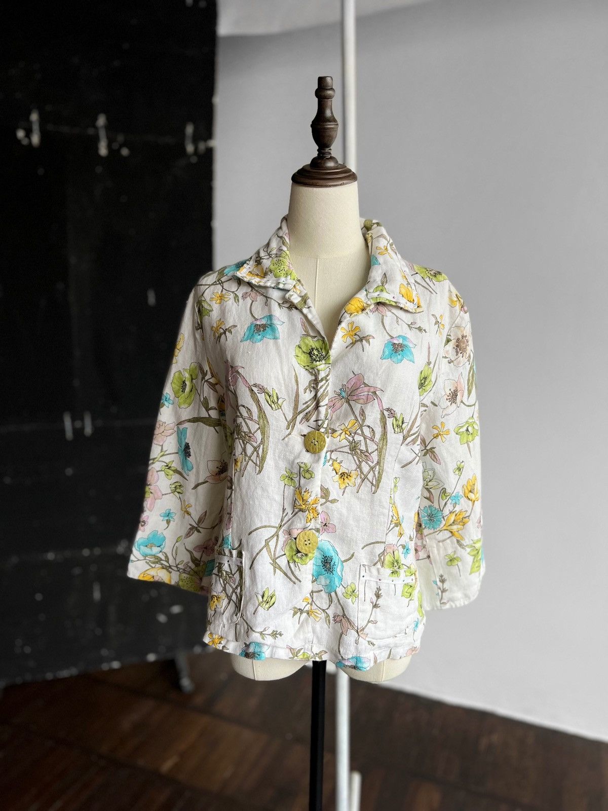 Elisa Cavaletti Elisa Cavaletti Linen Floral Lightweight Cardigan Jacket Size L / US 10 / IT 46 - 1 Thumbnail