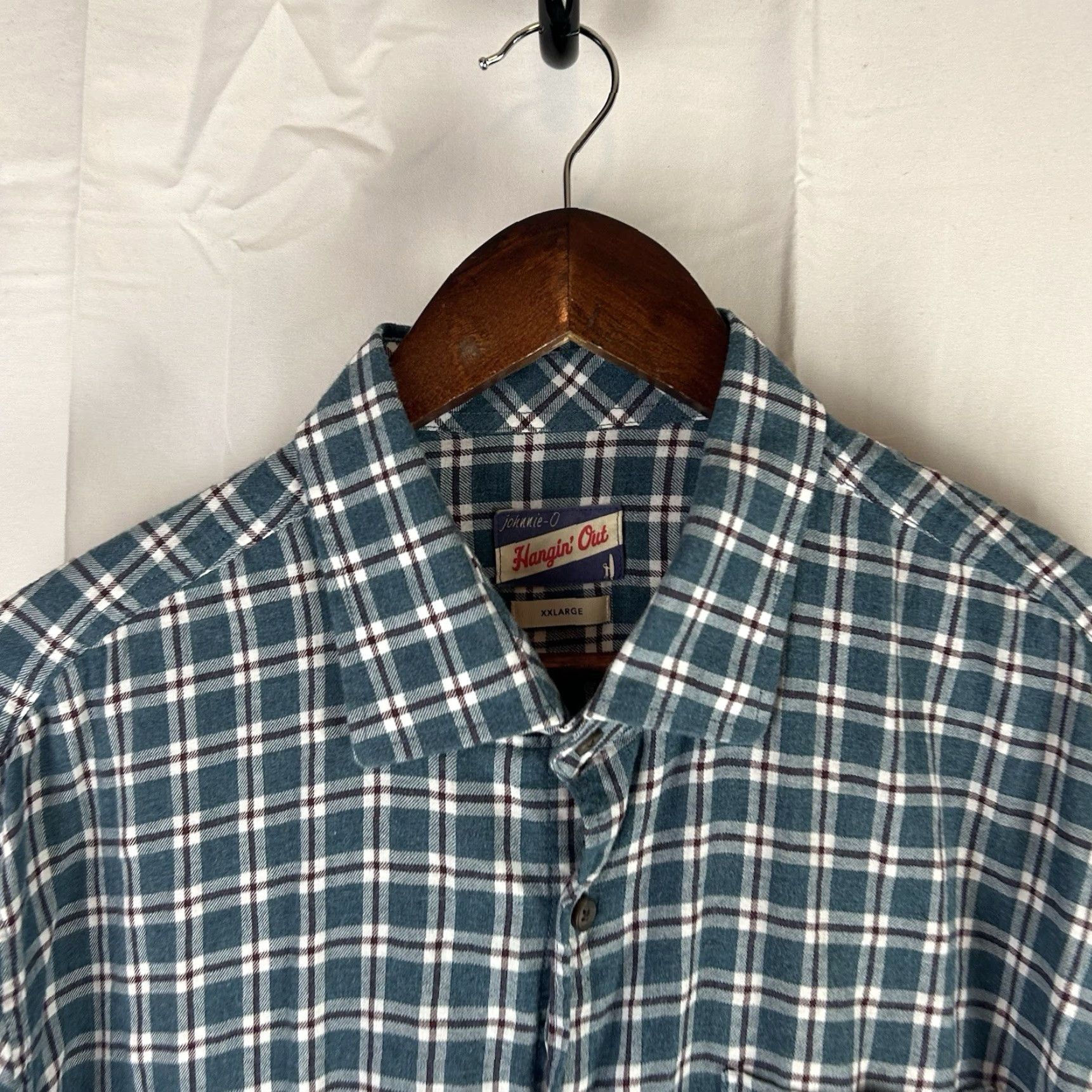 johnnie-O Johnnie-O Shirt Mens 2XL Blue Plaid Button-Up Casual Lightweight Flannel Size US XXL / EU 58 / 5 - 3 Thumbnail