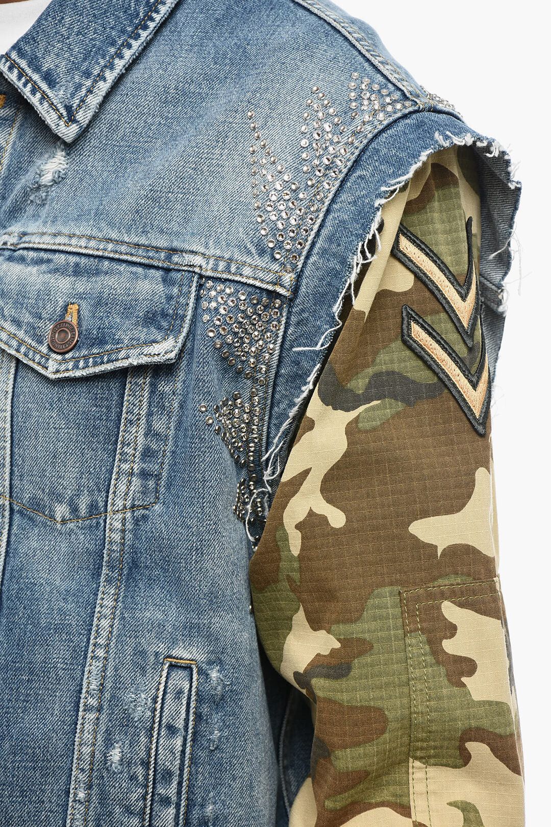 Celine og1mm0426 Distressed Denim Jacket in Multicolor Size US M / EU 48-50 / 2 - 3 Thumbnail