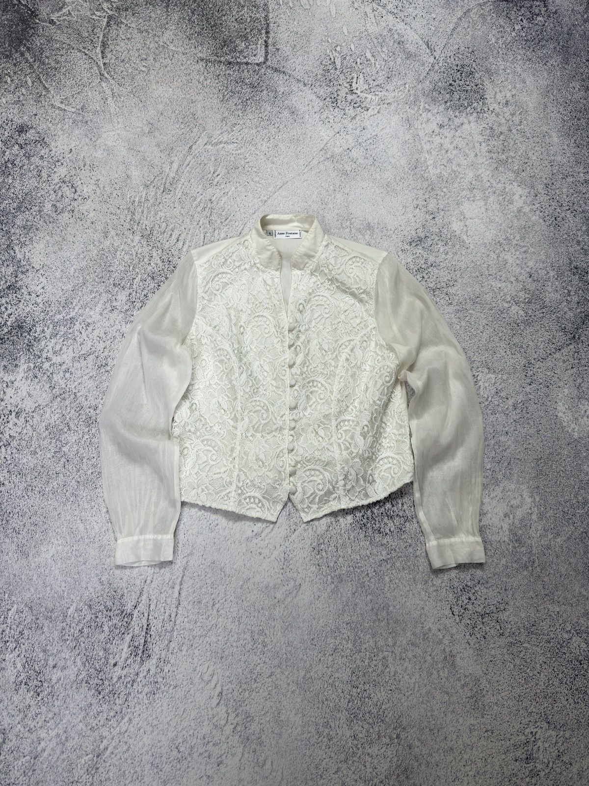 ANNE FONTAINE Anne Fontaine Paris Lace Silk-Mix Blouse Made in France Size S / US 4 / IT 40 - 1 Thumbnail