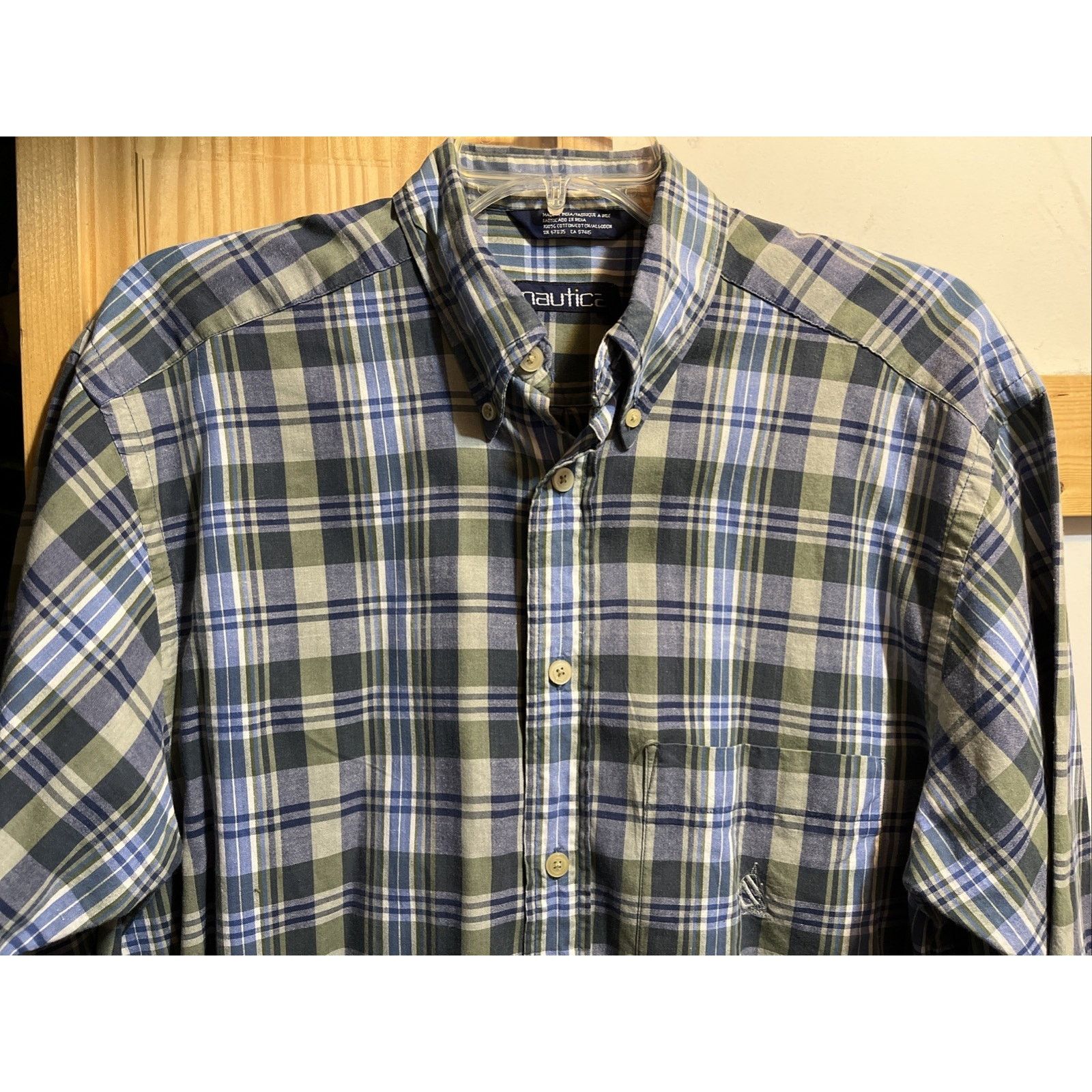 Nautica Nautica VTG Shirt Mens M Blue Green Plaid Button Up SS Size US M / EU 48-50 / 2 - 4 Thumbnail