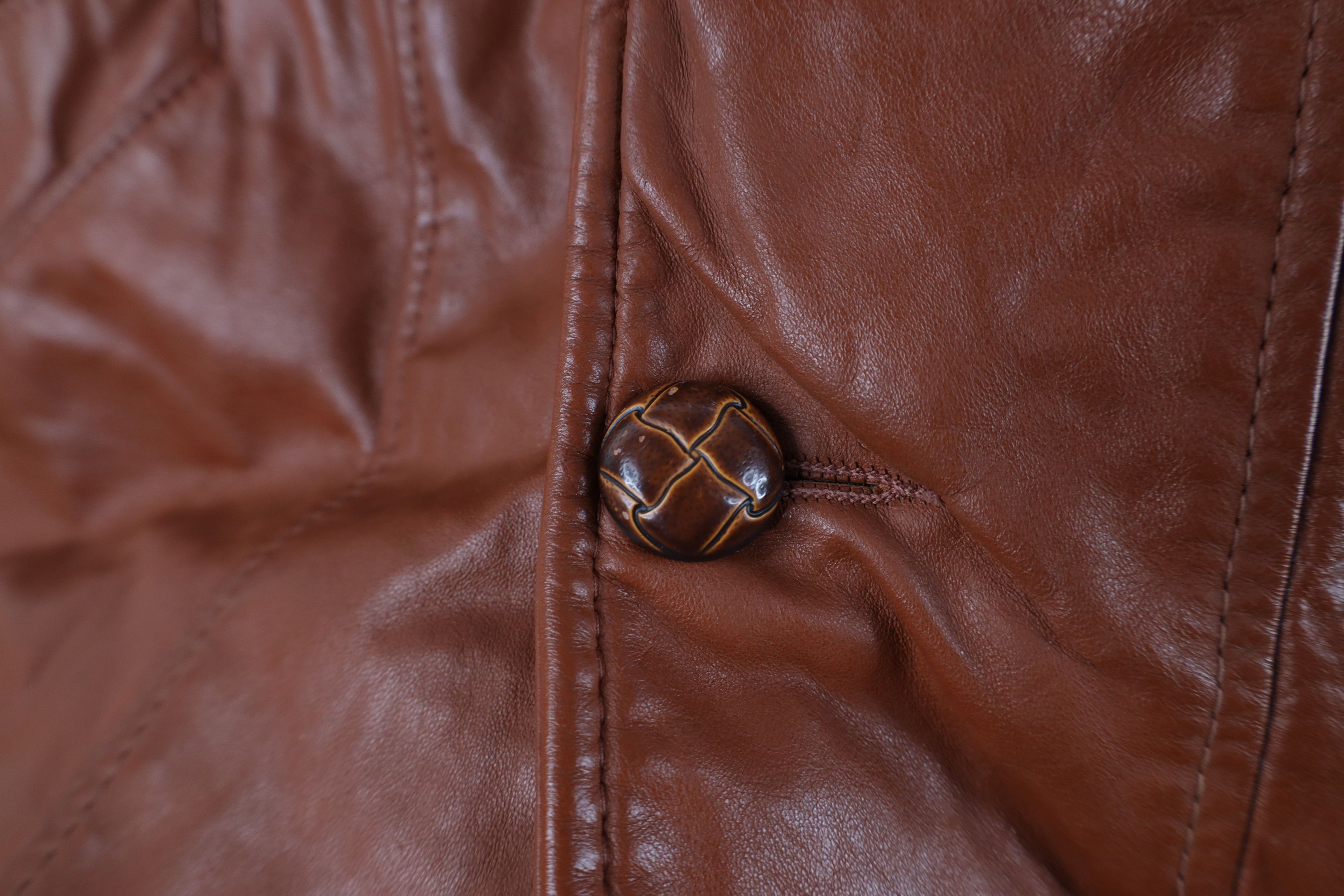 Vintage Vintage 70s Streetwear Lined Leather Button Jacket Brown USA Size US XL / EU 56 / 4 - 6 Thumbnail
