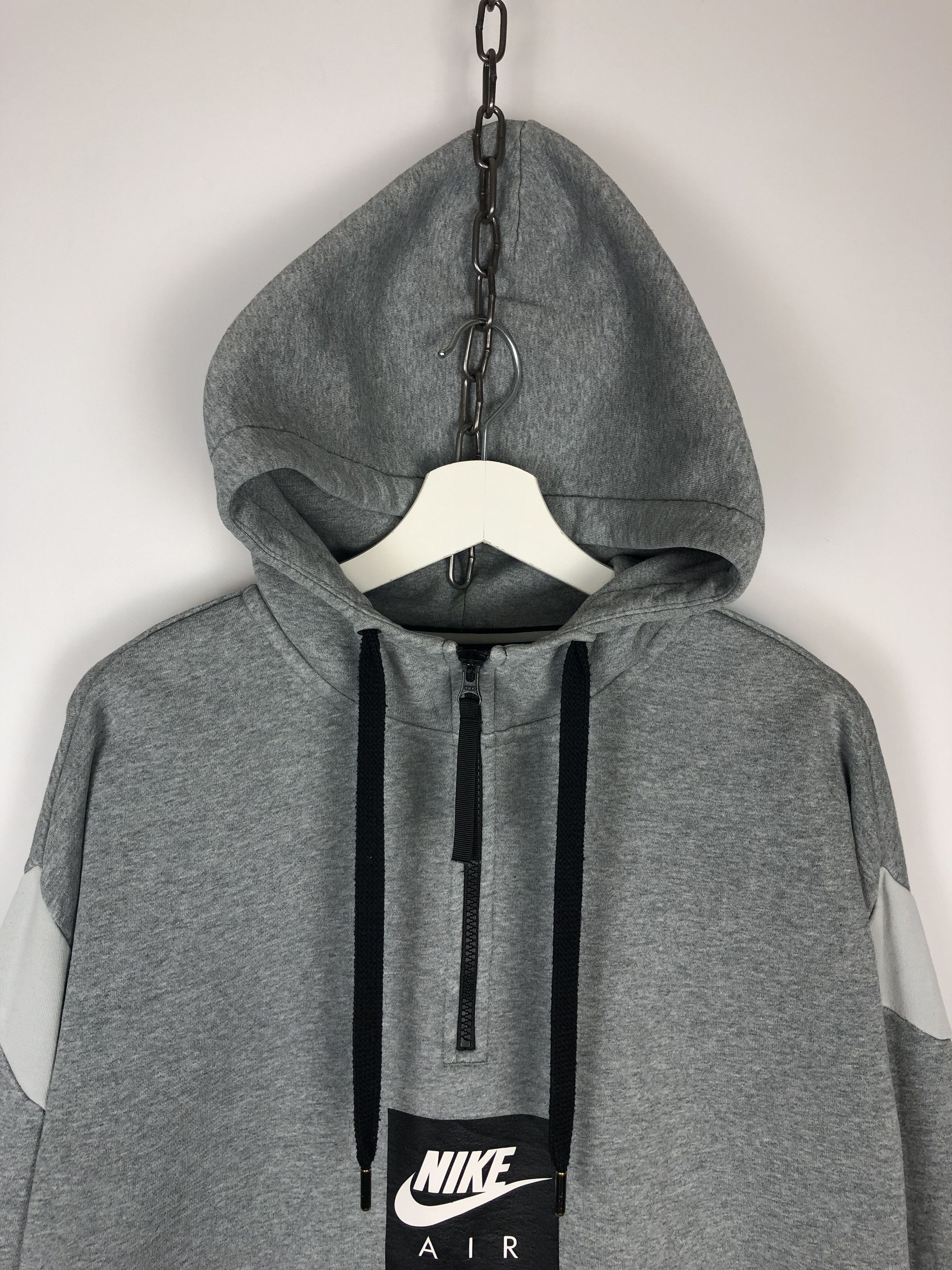 Nike Nike Air Hoodie Center Logo Streetwear Drill Gray size M Size US M / EU 48-50 / 2 - 2 Thumbnail