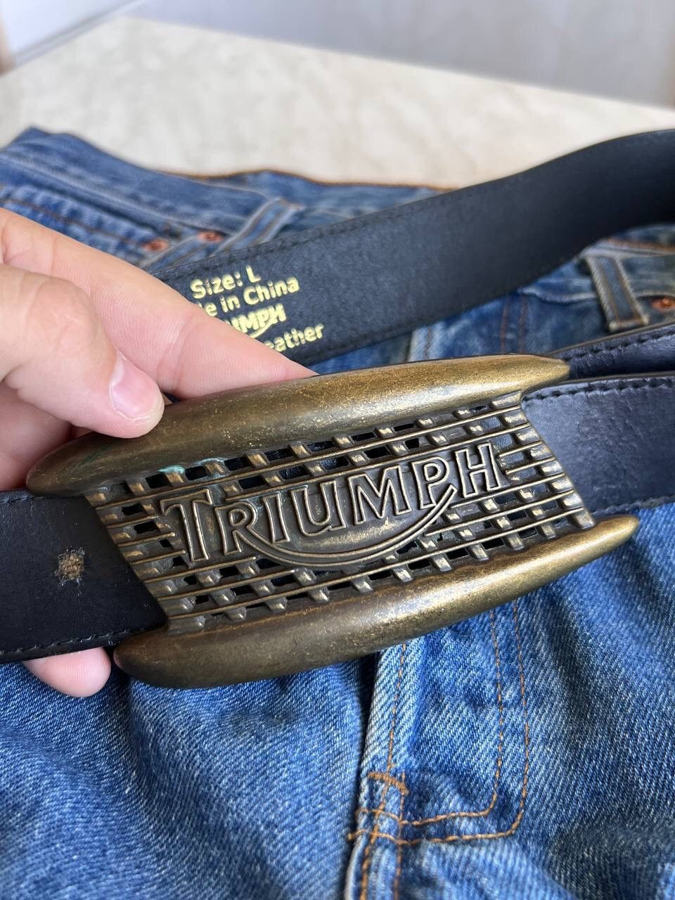 Japanese Brand Triumph motorcycle 2000s vintage leather bike moto belt y2k Size ONE SIZE - 5 Thumbnail