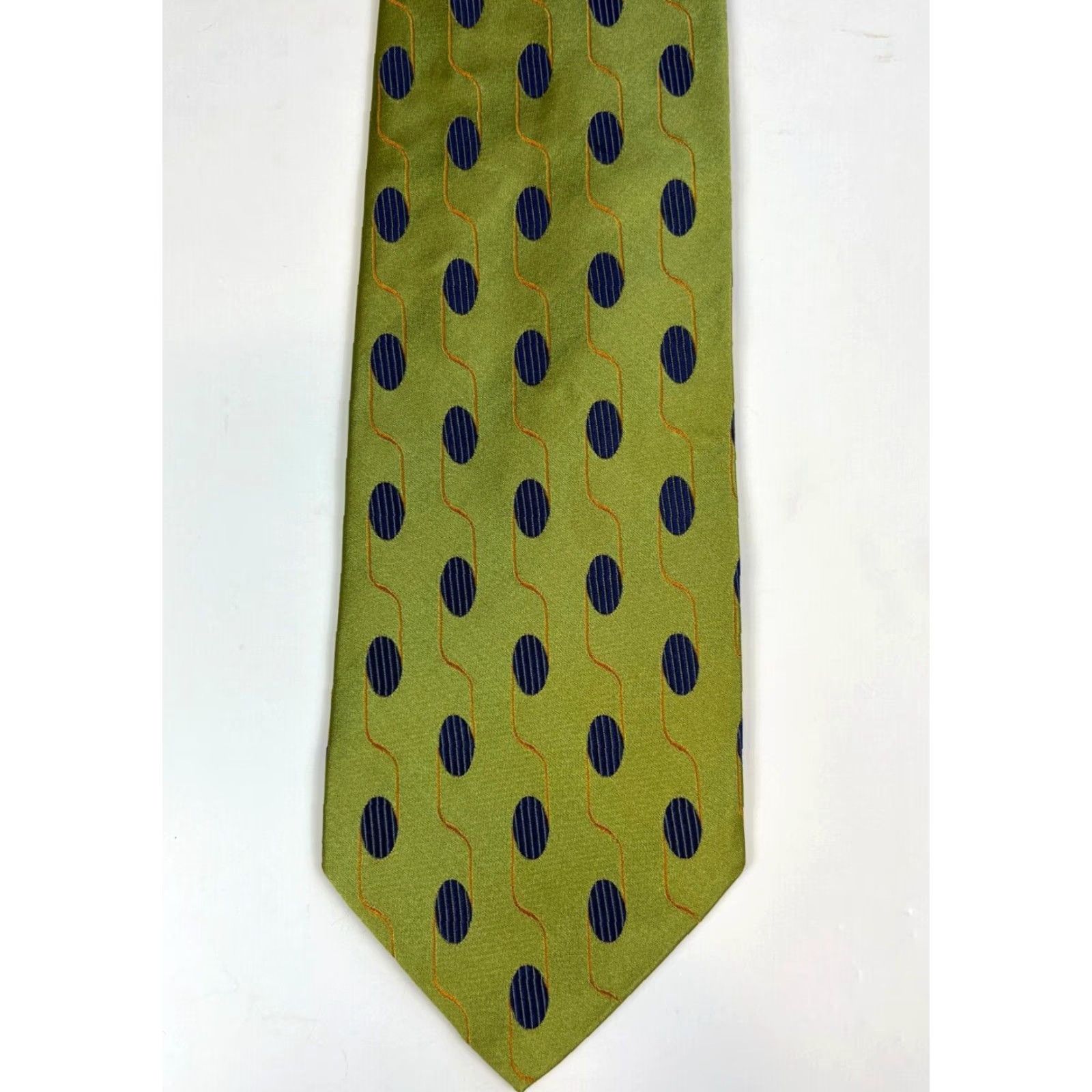 Ermenegildo Zegna VINTAGE Ermenegildo Zegna Tie Geometric Mens Silk Made in Italy Green 57.75" 3.75" Wide Adult Men’s Designer Pattern Geometric 100% Silk Italy Size ONE SIZE - 3 Thumbnail