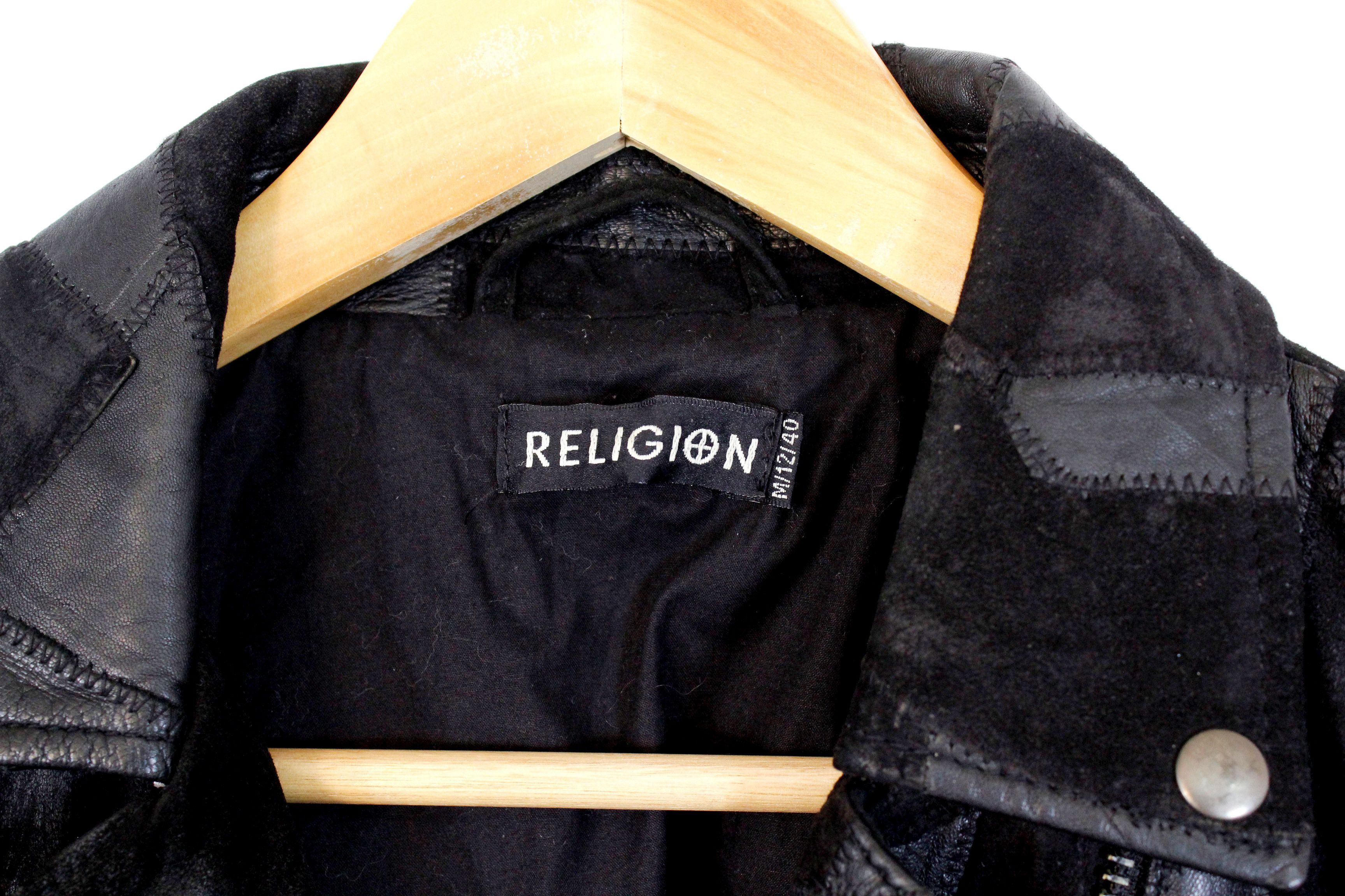 Leather Womens Religion Leather Suede Patchwork Biker Jacket M size Size M / US 6-8 / IT 42-44 - 4 Thumbnail