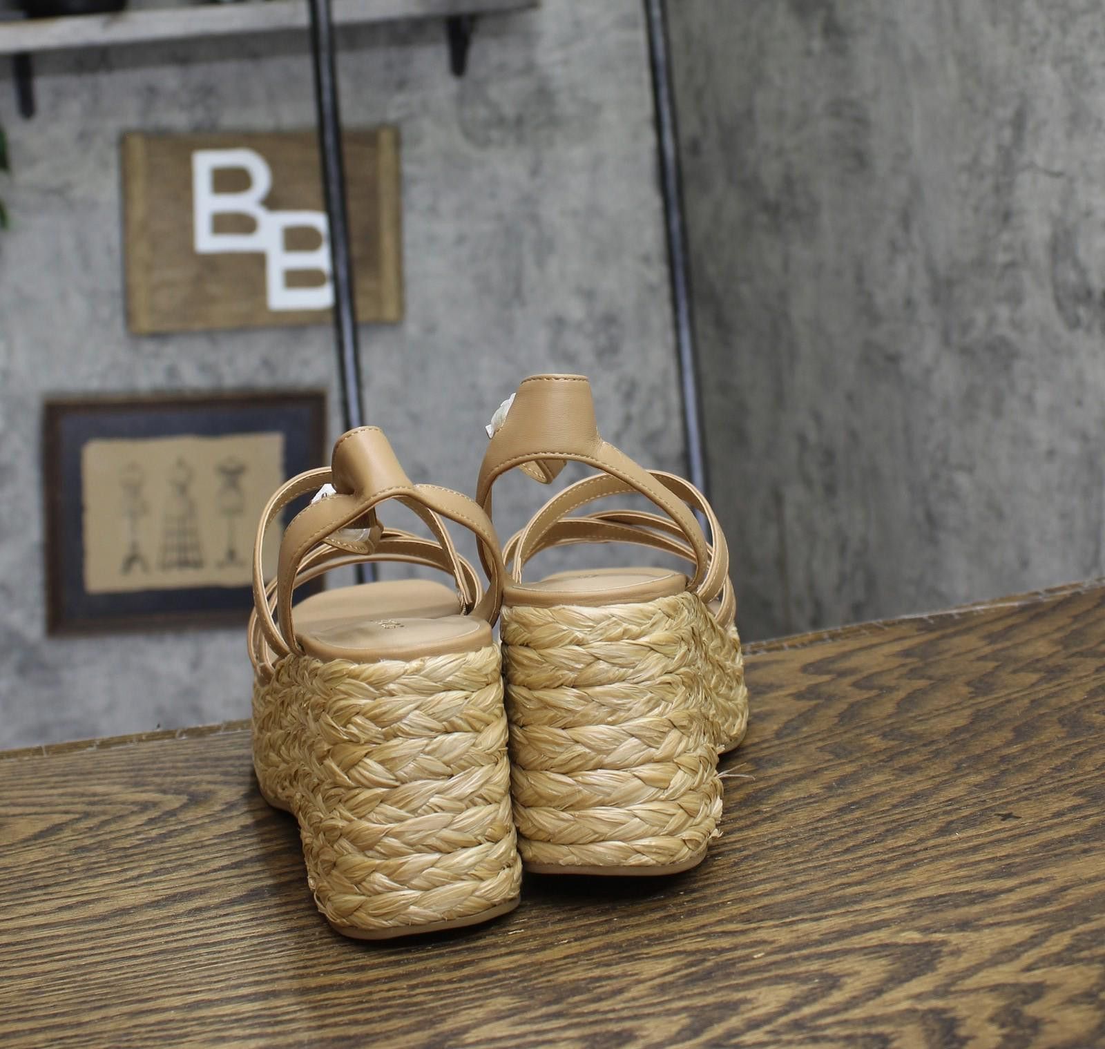 Other New Sun + Stone Faux Wedge Sandals 10018626200 Tan Brown 9m Size US 9 / IT 39 - 4 Thumbnail