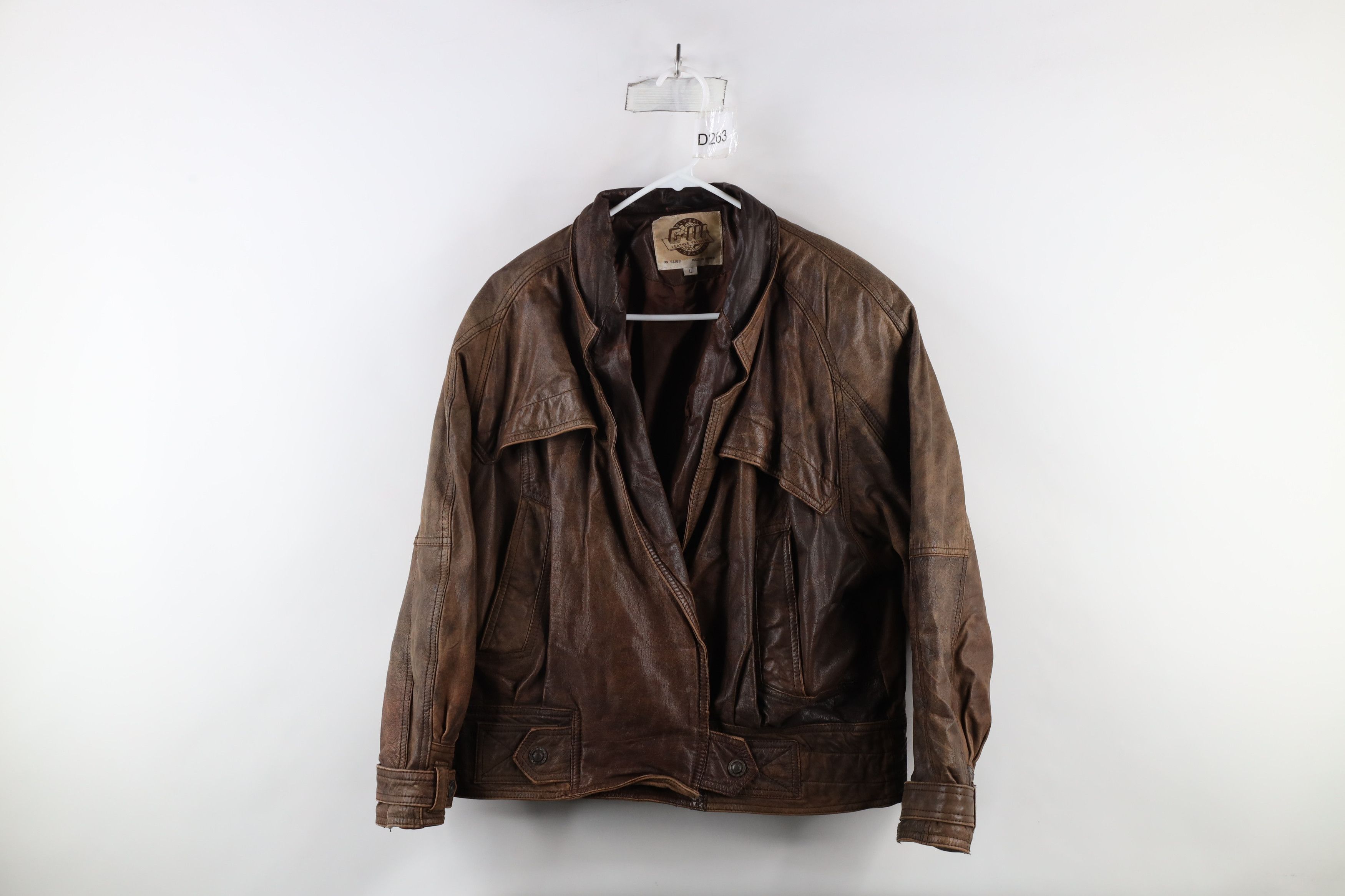 Vintage Vintage 90s Streetwear Button Leather Bomber Jacket Size L / US 10 / IT 46 - 1 Thumbnail