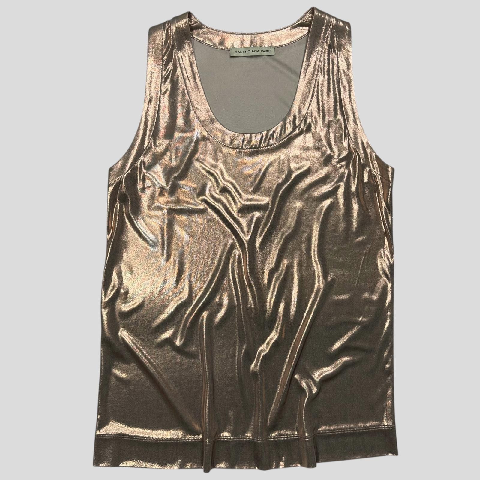 Balenciaga Balenciaga Paris 00’s Silk ‘Wet Look’ Glitter Vest Tank Top Size M / US 6-8 / IT 42-44 - 1 Thumbnail