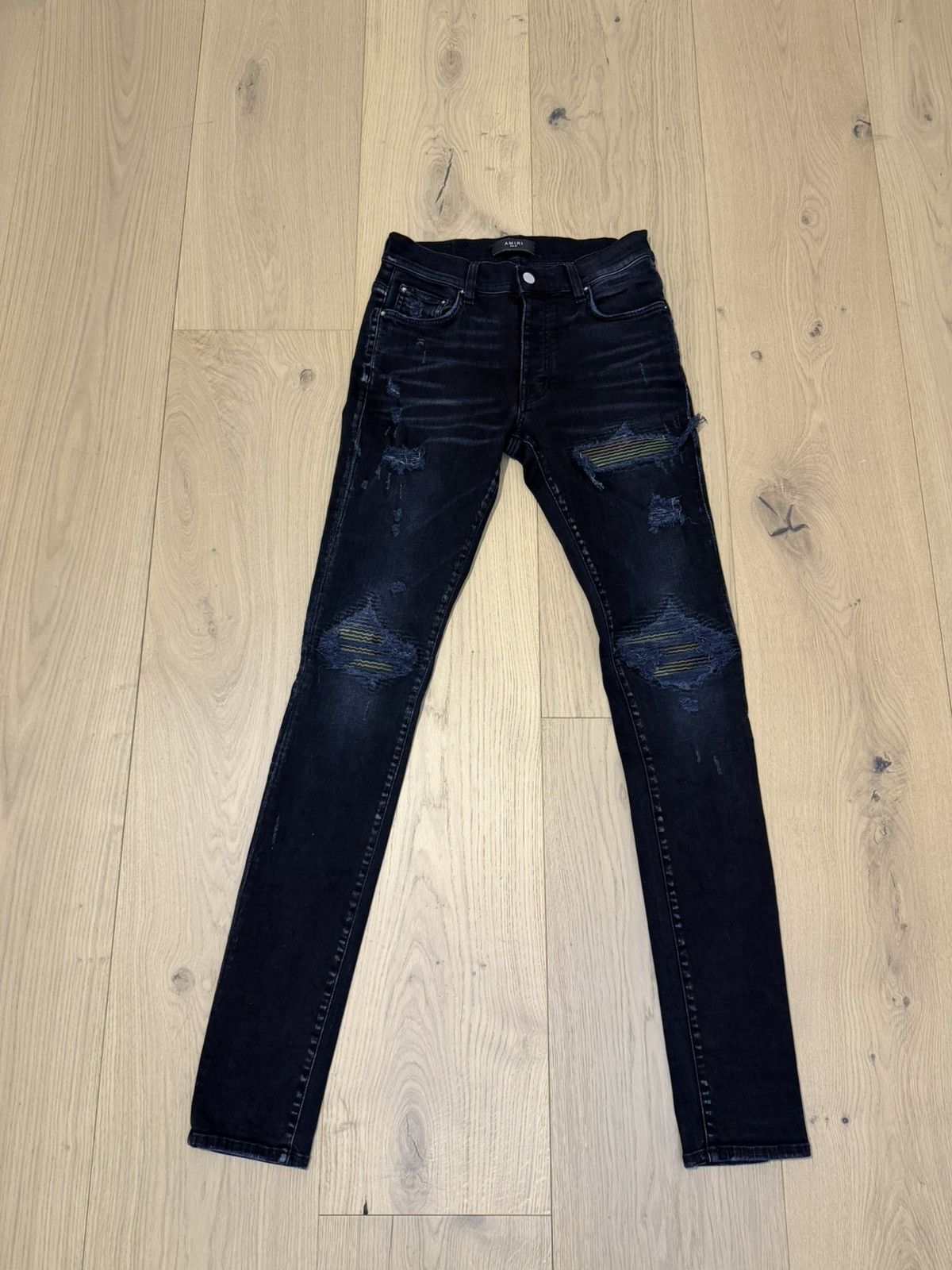 Amiri Black Camo Patch Jeans