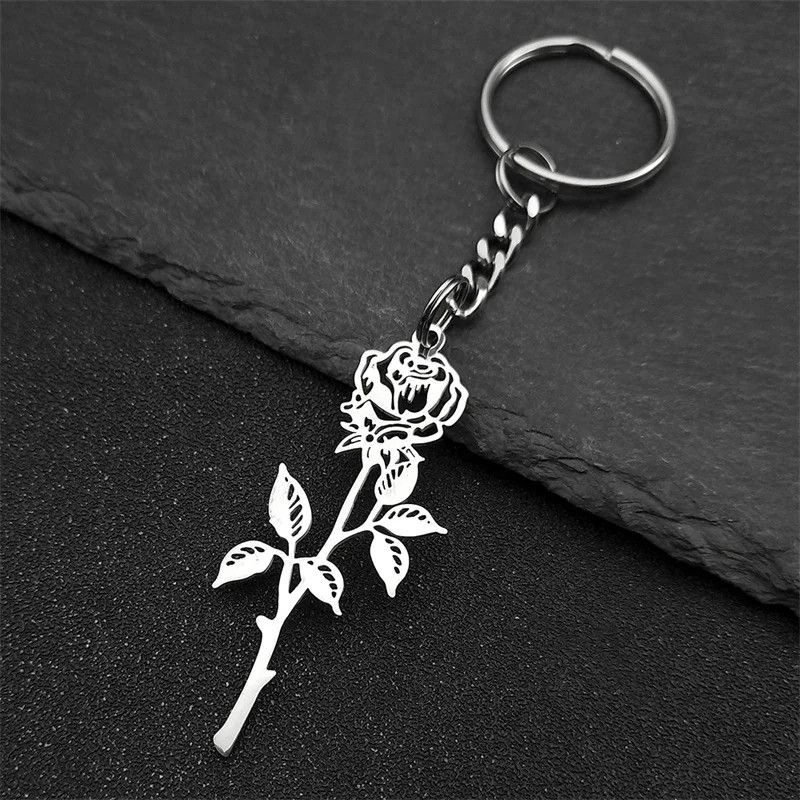 Other Rose Flower Pendant Key Chain Key Ring Jewelry Gift Size ONE SIZE - 2 Thumbnail
