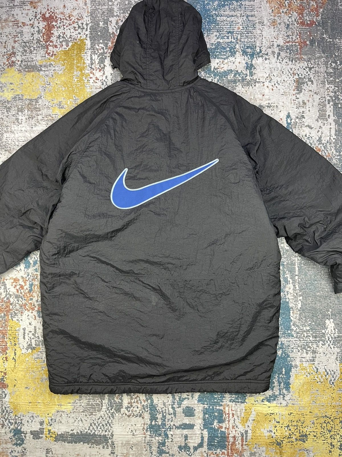 Nike Vtg 90s NIKE Big Swoosh Thick Quilted Coach Jacket Size US L / EU 52-54 / 3 - 8 Thumbnail