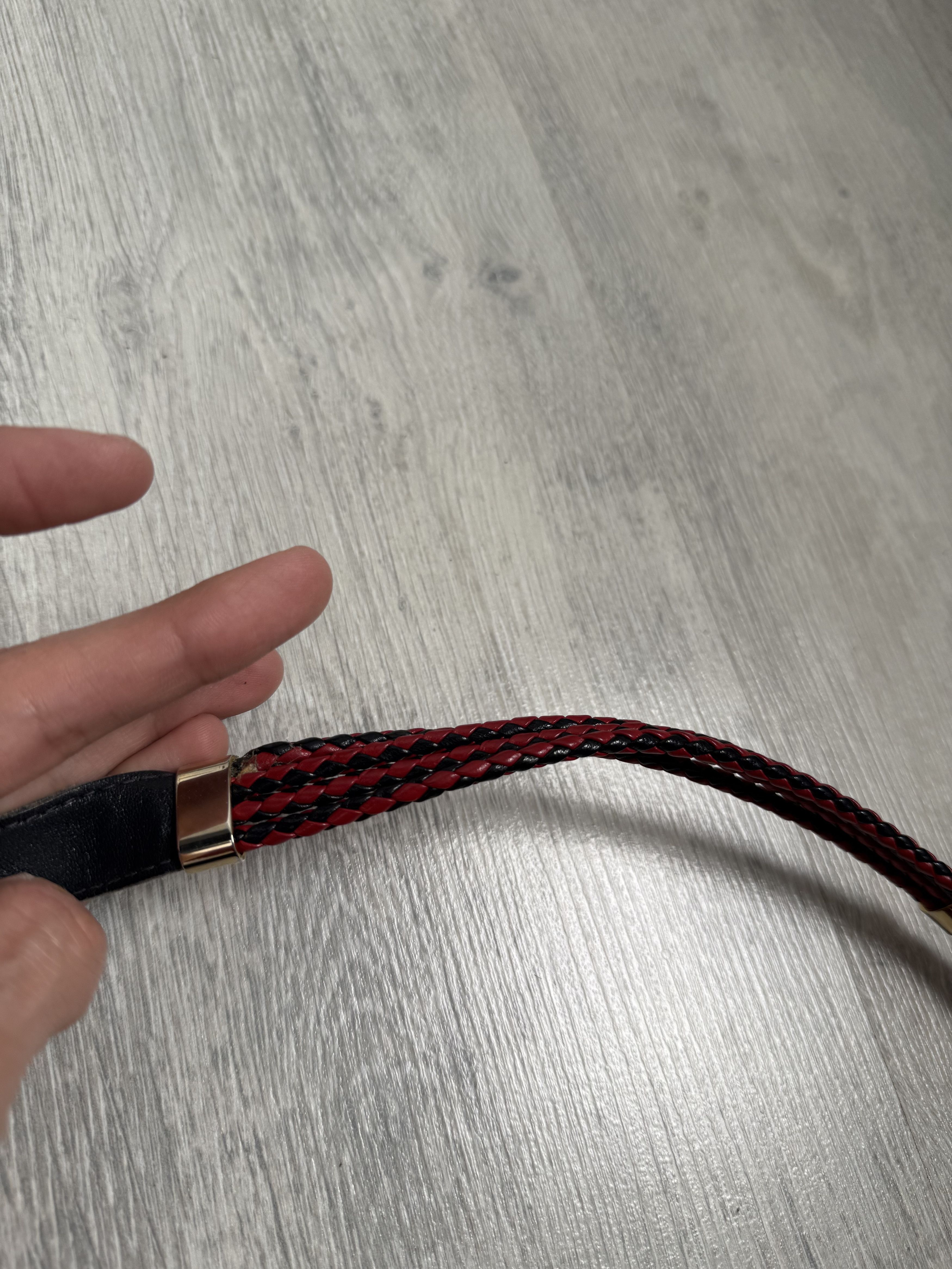 Gucci Vintage Gucci Braided Leather Belt Red Black Size ONE SIZE - 7 Thumbnail