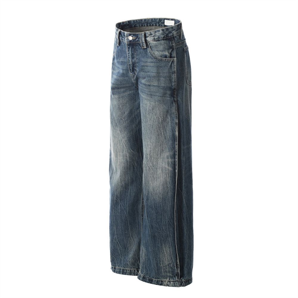 Japanese Brand × Jean Men's street punk distressed washed loose wide-leg jeans Size US 32 / EU 48 - 2 Thumbnail
