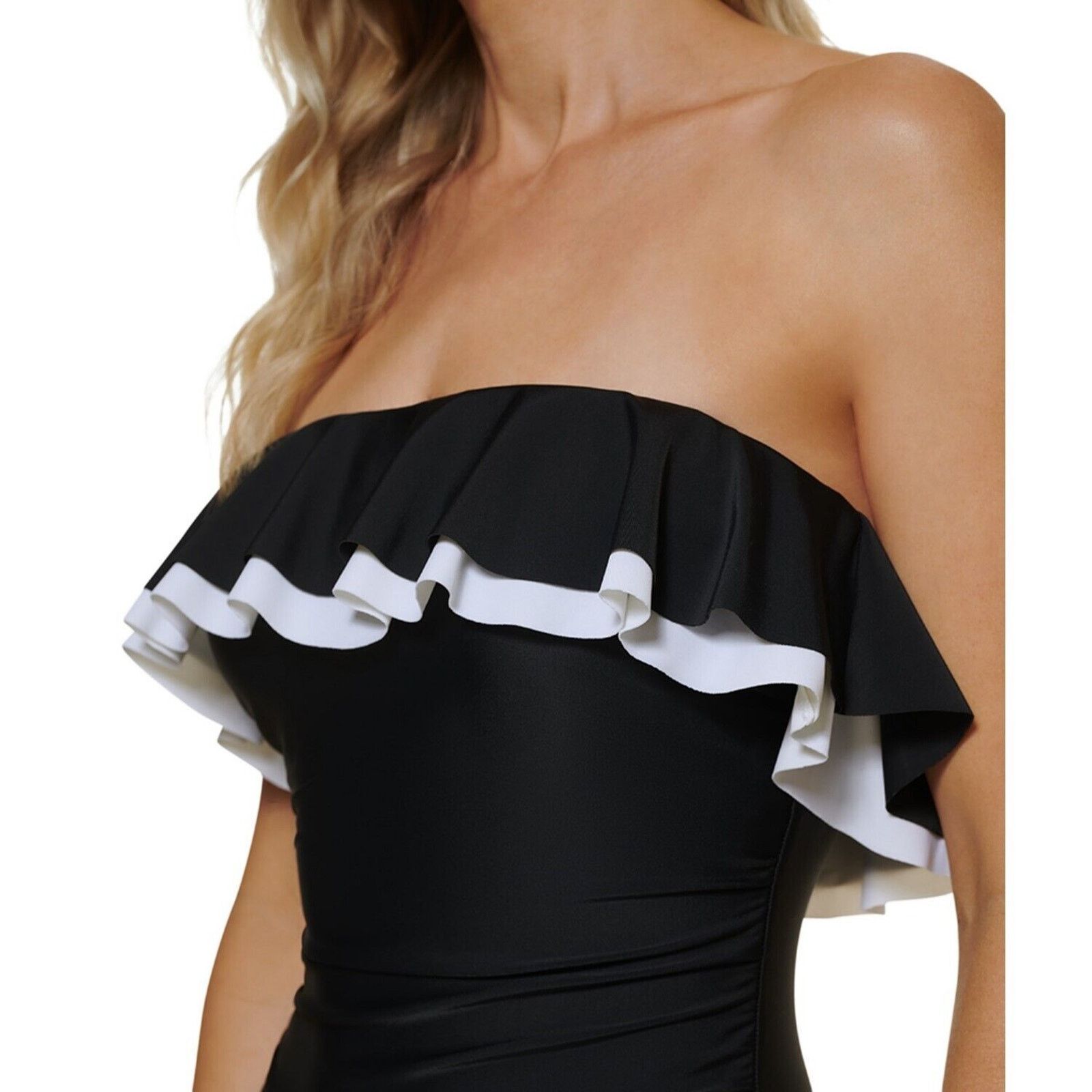 Tommy Hilfiger Tommy Hilfiger Women Black Strapless One-Piece Swimsuit US 4 Size ONE SIZE - 5 Thumbnail