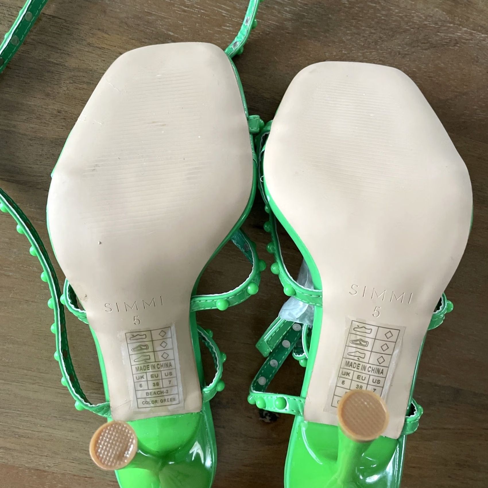 Vintage SIMMI Strappy Green Heel - UK 5 / US 7 / EU 38 - 5” Heel - Stiletto - Party Clubbing - Women - Faux Leather - Green - Solid - City/Night Life Size US 5 / IT 35 - 7 Thumbnail