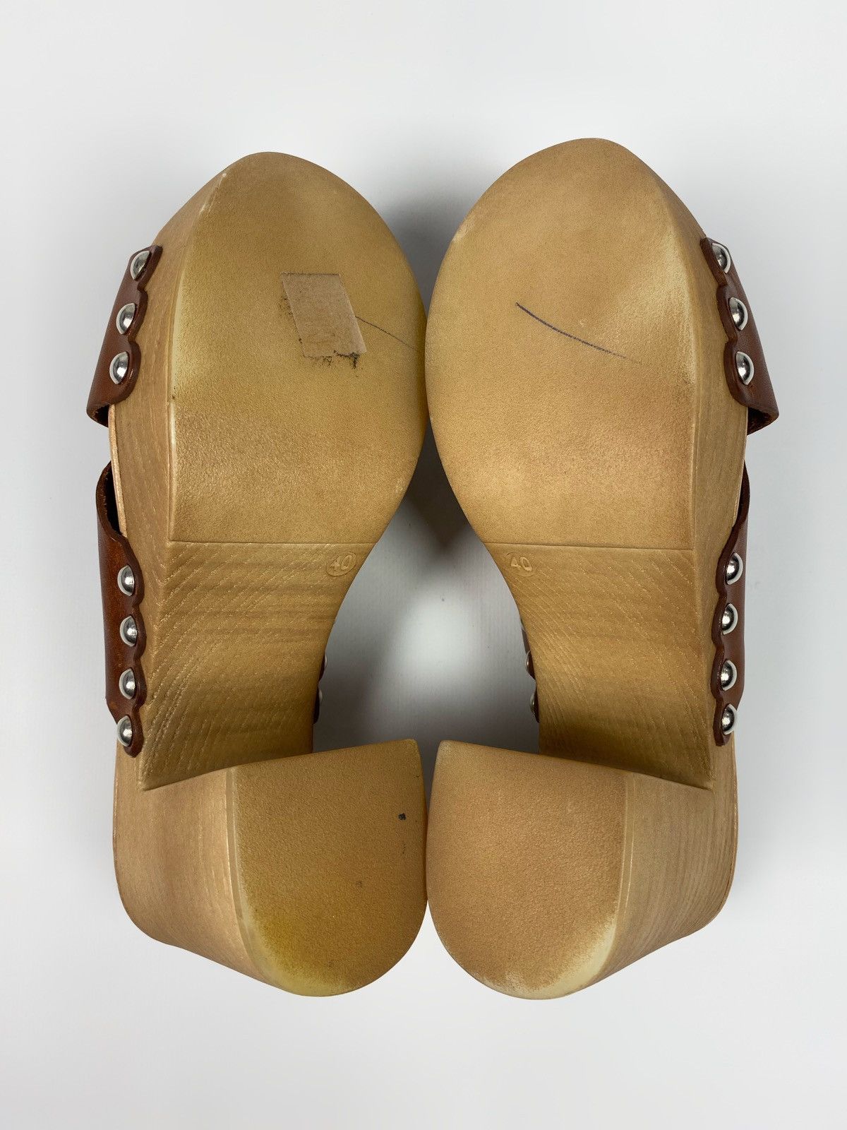 Vintage Y2K Vintage Globus Chunky Studded Wooden Platform Sandals Size US 10 / IT 40 - 11 Thumbnail