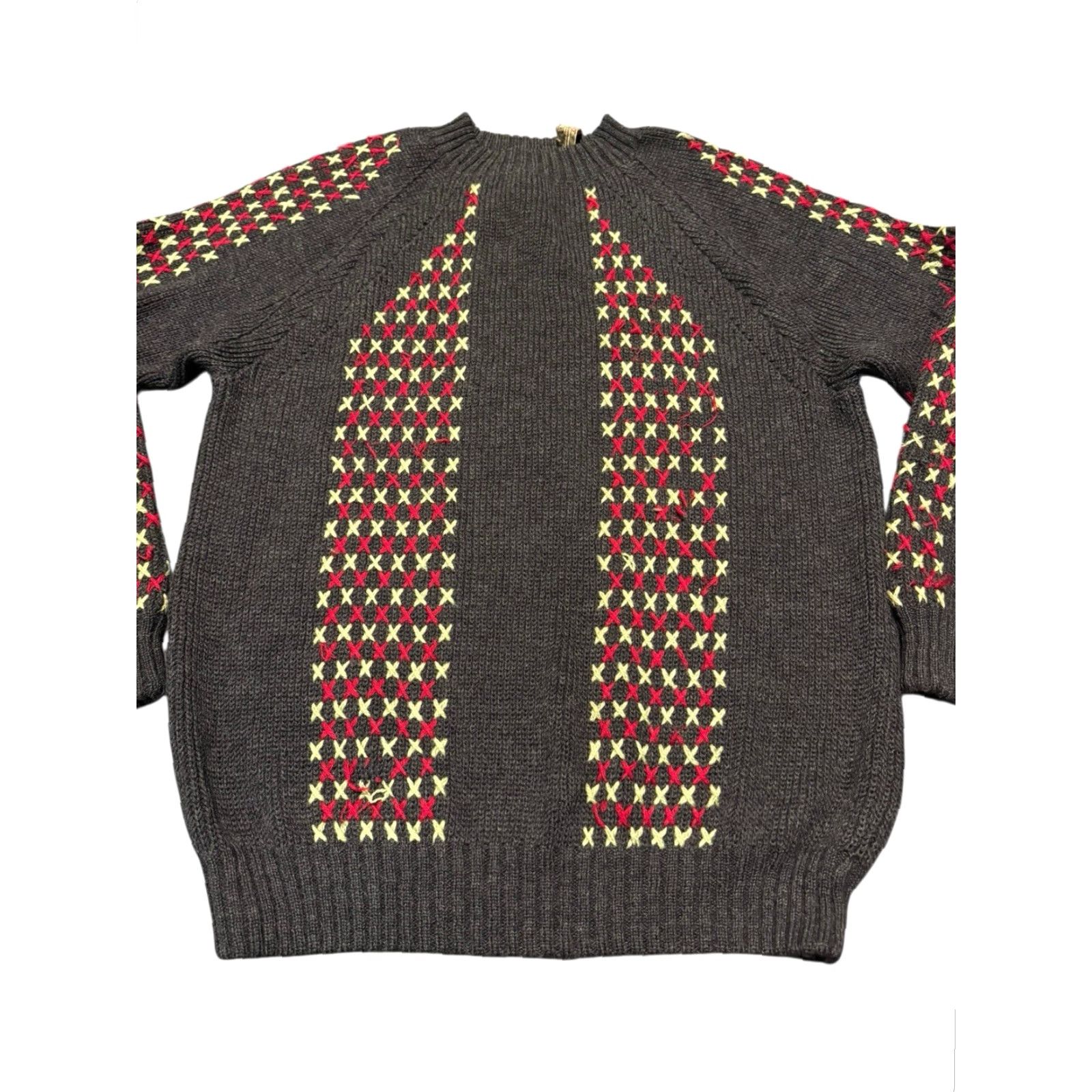 Vintage VINTAGE Bernhard Altmann Wool Sweater ITALY Raglan Cross Stitch Pattern 1950s 60s Green Size 40 Adults Mens Regular 100% Wool Size S / US 4 / IT 40 - 5 Thumbnail