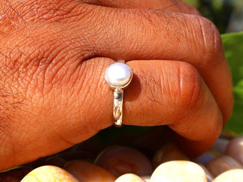 Handmade Freshwater Pearl Ring, 925 Silver Handmade, June Birthstone Size ONE SIZE - 7 Thumbnail