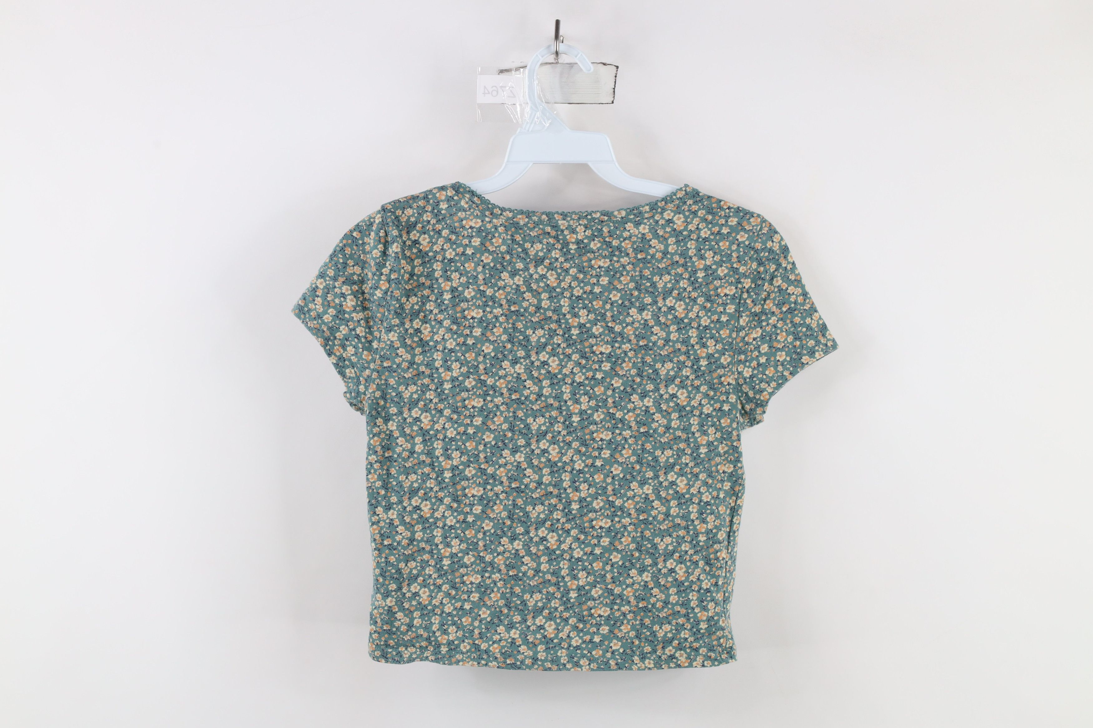 American Eagle Outfitters × Vintage Vintage Y2K American Eagle Ribbed Flower Cropped T-Shirt Size XS / US 0-2 / IT 36-38 - 6 Thumbnail