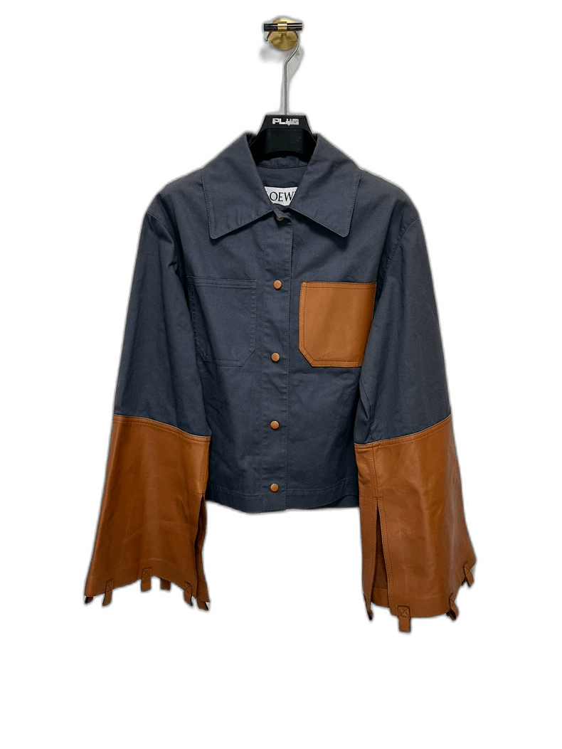 Loewe Loewe Short Jacket with Logo and Leather Sleeves Size US M / EU 48-50 / 2 - 1 Thumbnail