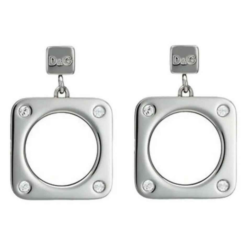 Dolce & Gabbana Dolce & Gabbana DJ0759 Square Steel crystals Logo Earrings Size ONE SIZE - 1 Thumbnail