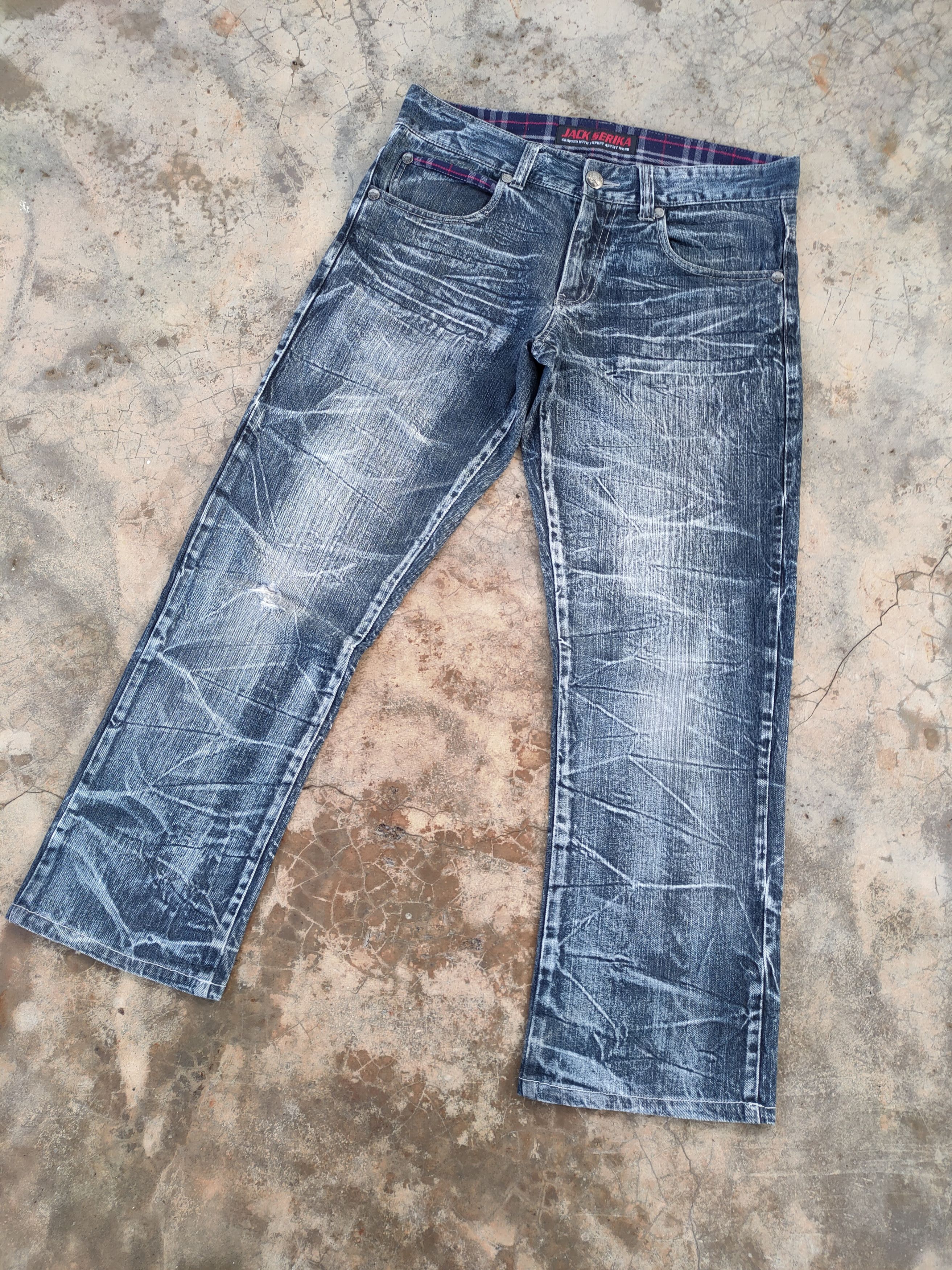 Japanese Brand × Jean × Vintage VINTAGE JACK SERIKA SKULL FADED STORM JEAN DENIM PANTS Size US 35 - 2 Thumbnail