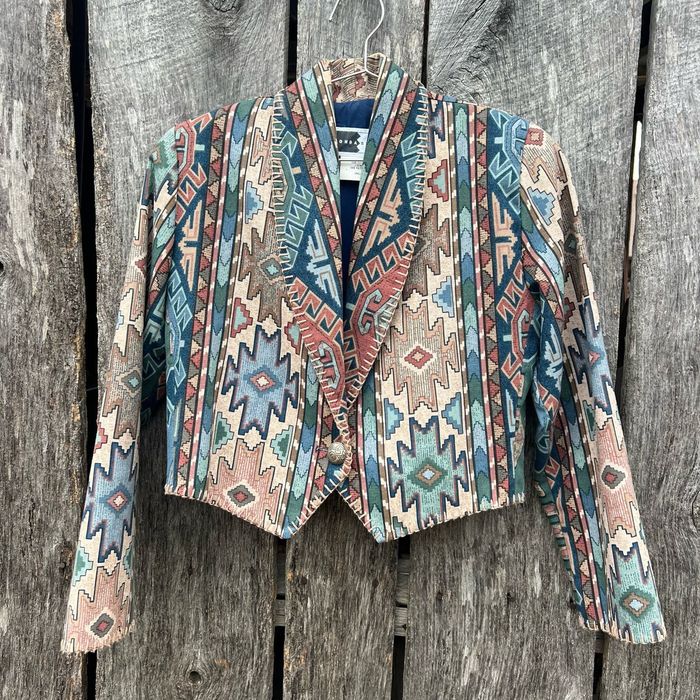Vintage 90s Pastel Southwestern Aztec Crop Blazer Cowgirl Western | Grailed