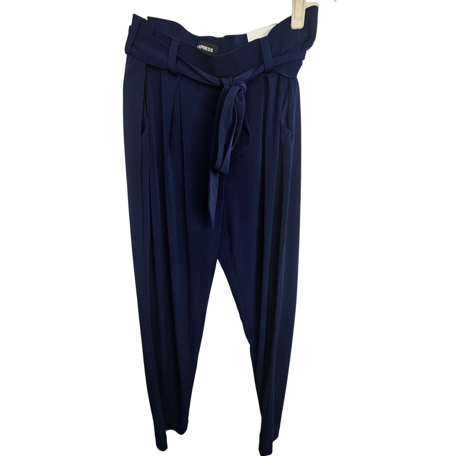 Express Express Pleated Trousers Sz M Ankle Mid Rise Stretch Comfy Size 32" / US 10 / IT 46 - 1 Thumbnail