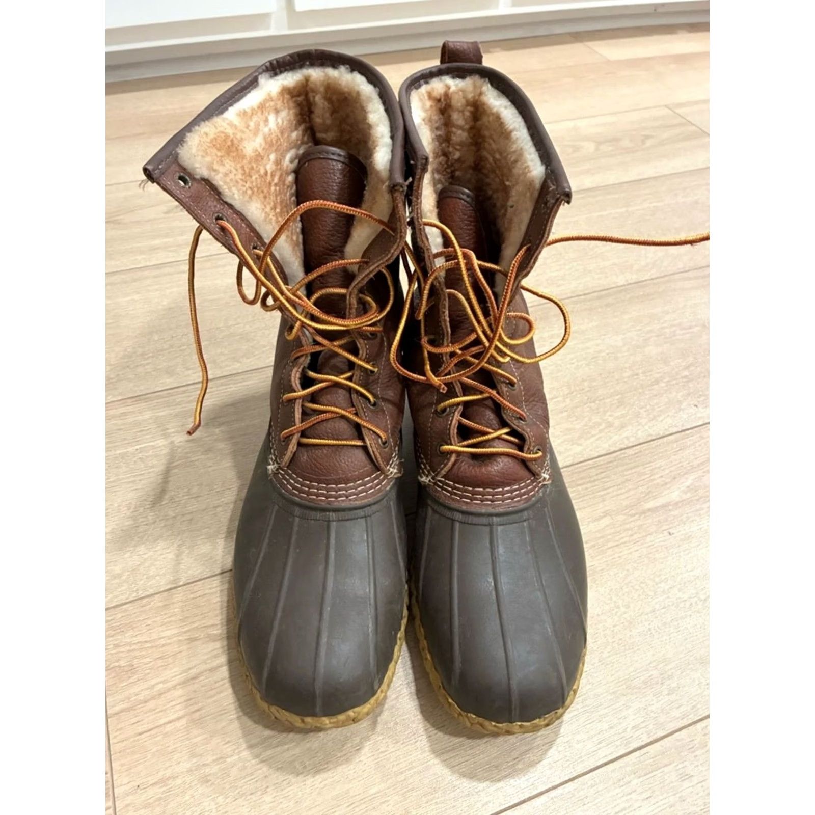 Vintage VINTAGE LL Bean Men’s Fur Shearling Lined Bean Boots Leather Duck Made in USA Size 13 Mens Boots Brown Leather Duck Combat 13 Size US 13 / EU 46 - 4 Thumbnail