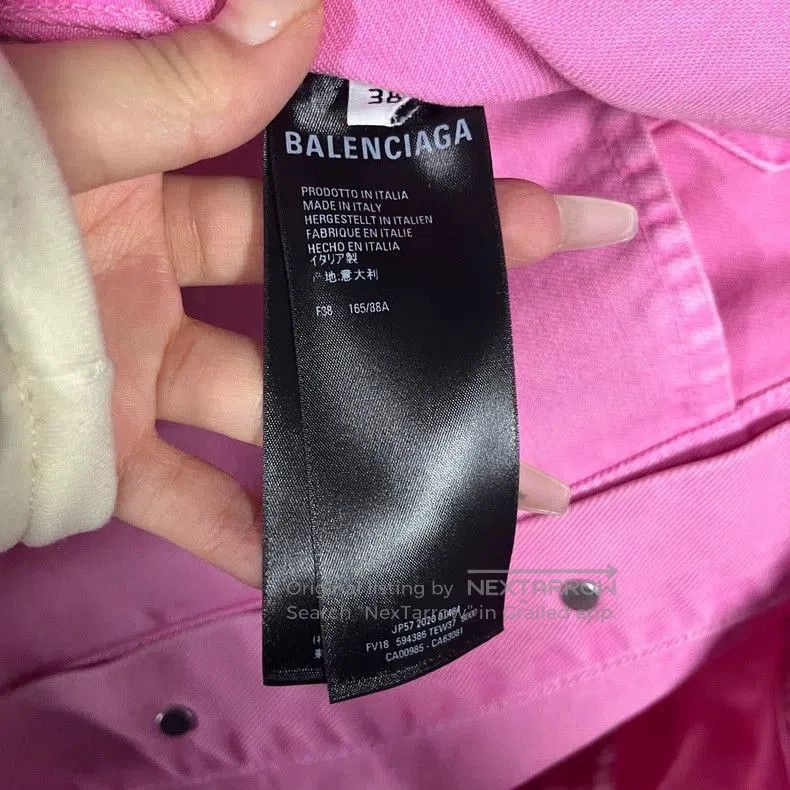 Balenciaga Balenciaga Pink Logo Print Denim Jacket. Size US XS / EU 42 / 0 - 6 Thumbnail