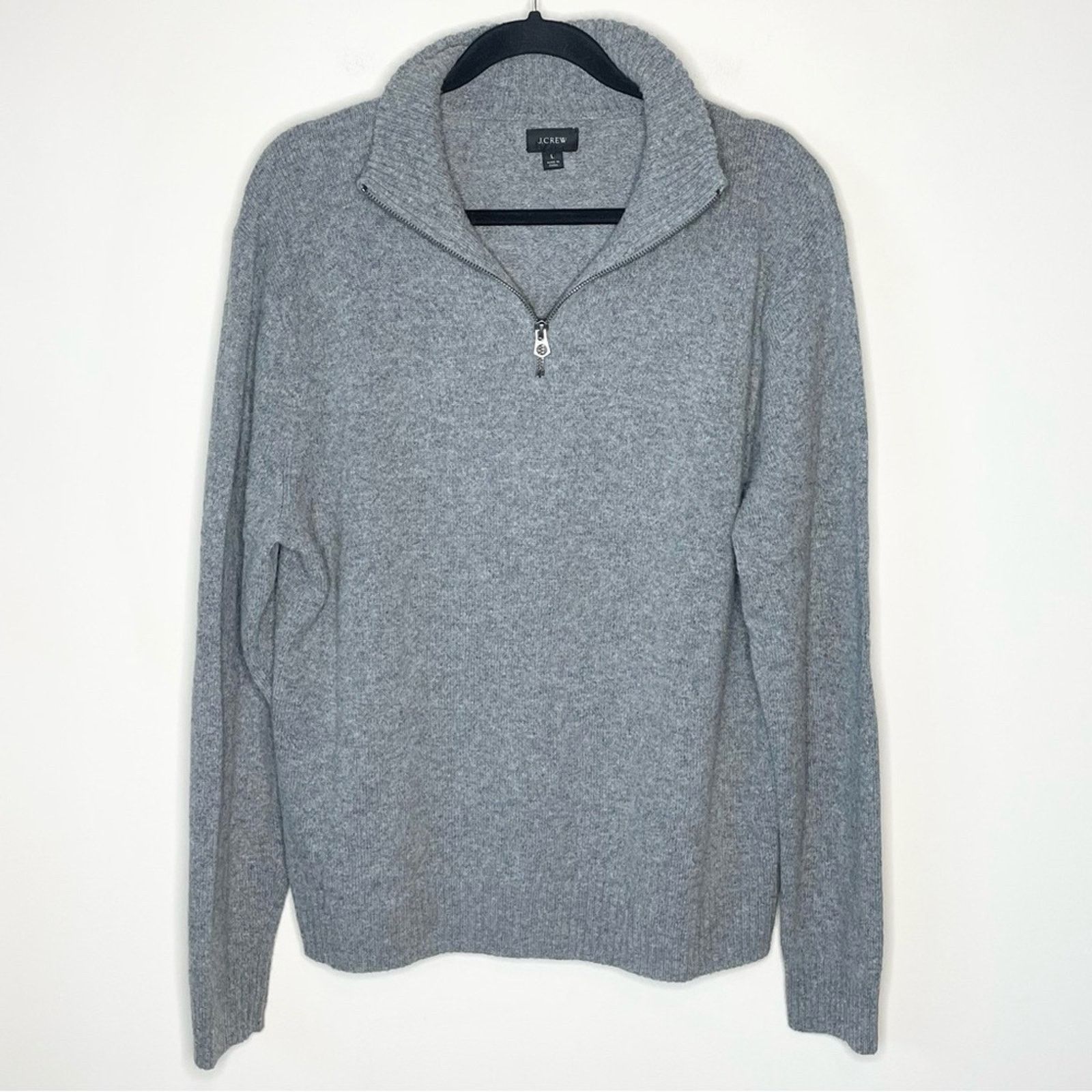 J.Crew J. CREW gray 1/4 zip mock neck wool blend sweater Size US L / EU 52-54 / 3 - 3 Thumbnail