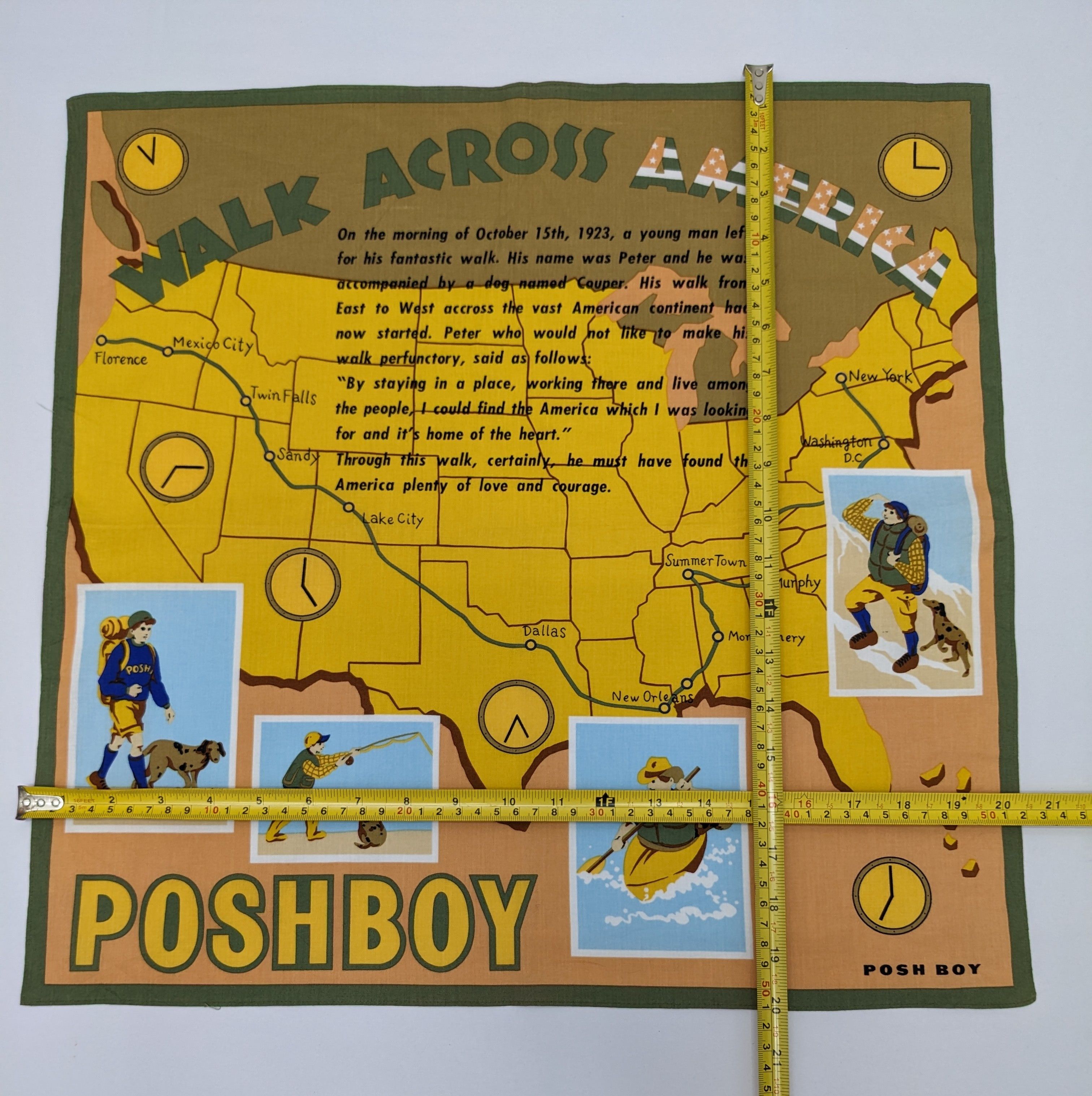 Other Vintage 80s Posh Boy "Walk Across America" Handkerchief Size ONE SIZE - 5 Thumbnail