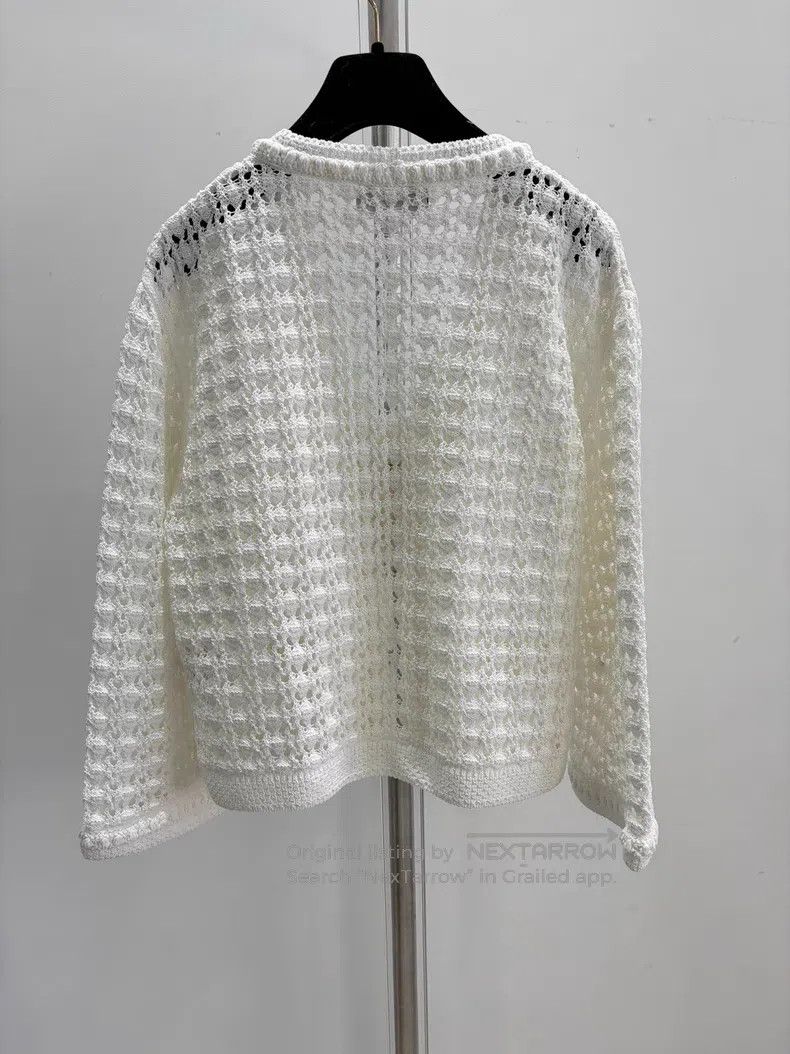 Chanel Chanel White hollow knitted cardigan coat Size M / US 6-8 / IT 42-44 - 2 Thumbnail