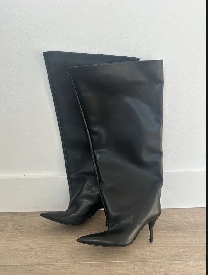 Balenciaga Balenciaga Italy Women's Black New Wader 90 Leather Boots Size US 6 / IT 36 - 1 Thumbnail
