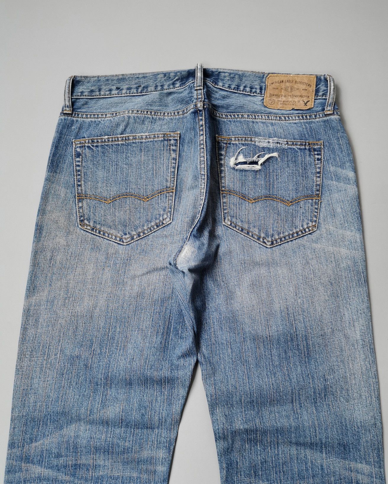 American Eagle Outfitters American Eagle Slim Straight Patchwork Distressed Jeans Size US 34 / EU 50 - 10 Thumbnail