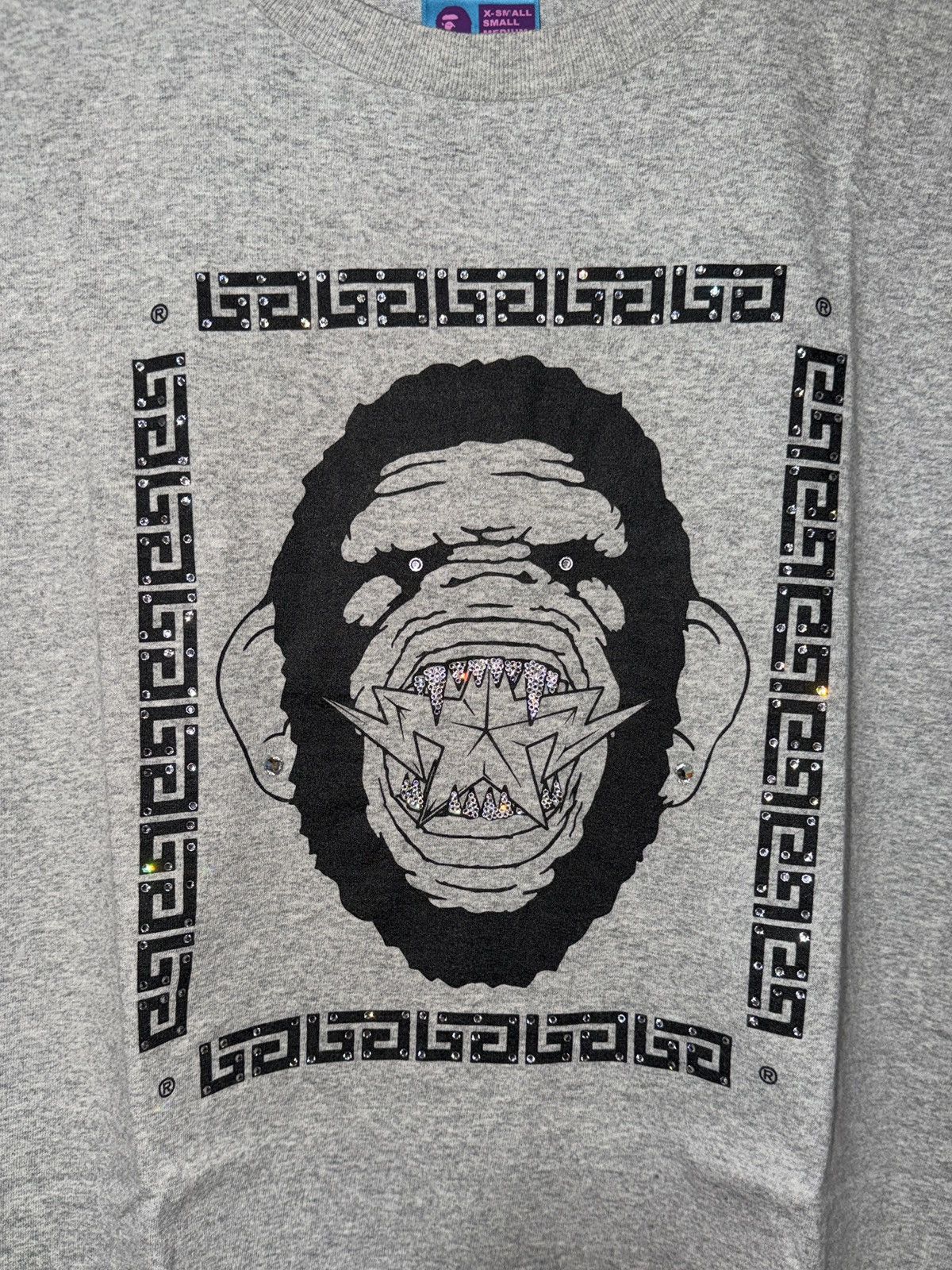 Bape 2005 Bape Ape Sta Face Swarovski Tee Grey Large L RARE Size US L / EU 52-54 / 3 - 3 Thumbnail