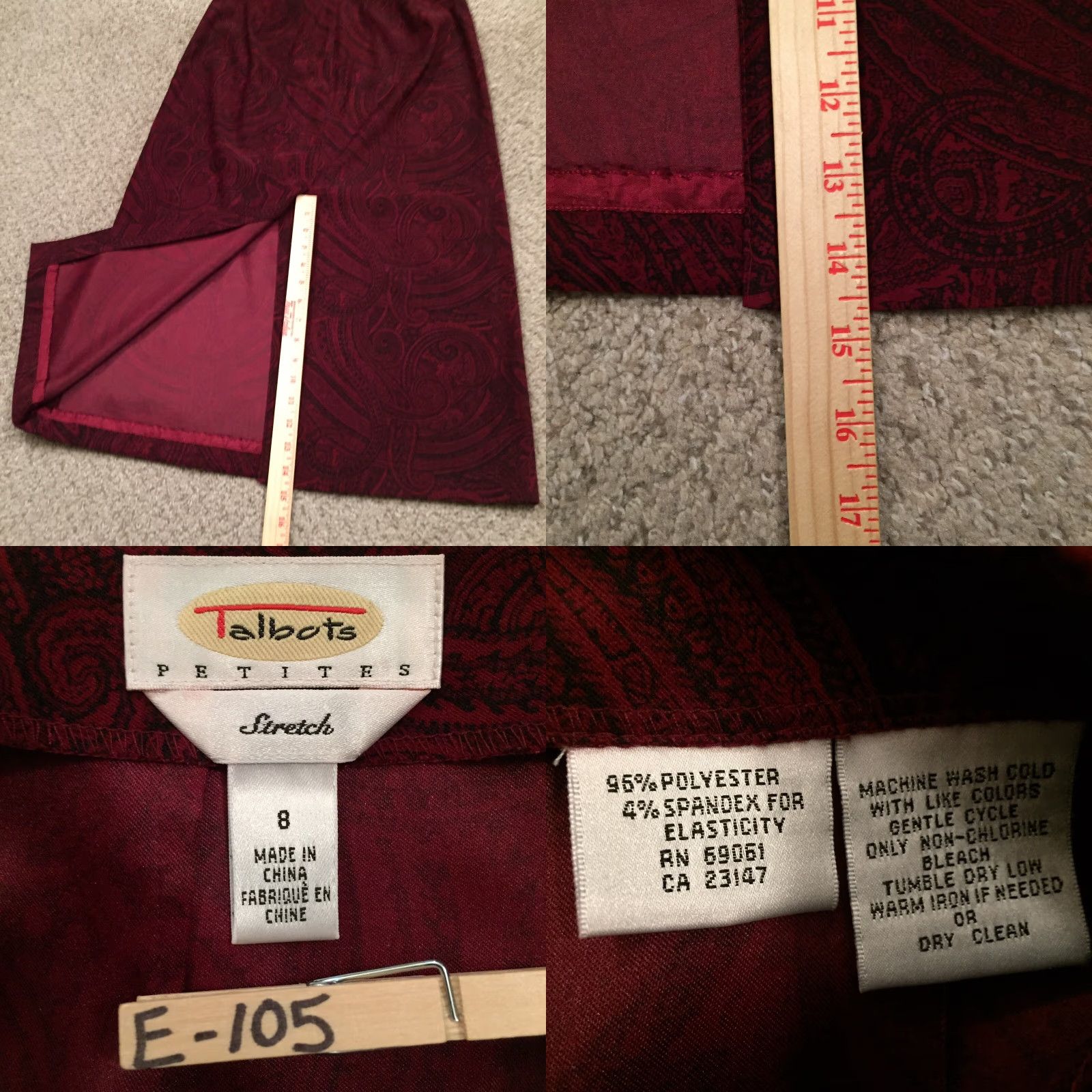 Talbots Talbots Skirt Petite 8 Long Maxi Red Paisley Slit Stretch Womens Size 30" / US 8 / IT 44 - 8 Thumbnail