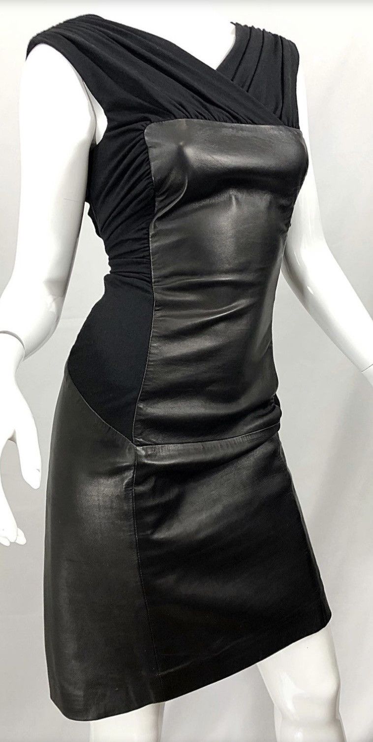 Alberta Ferretti Alberta Ferretti Black Dress – Leather & Stretch Jersey Size M / US 6-8 / IT 42-44 - 1 Thumbnail
