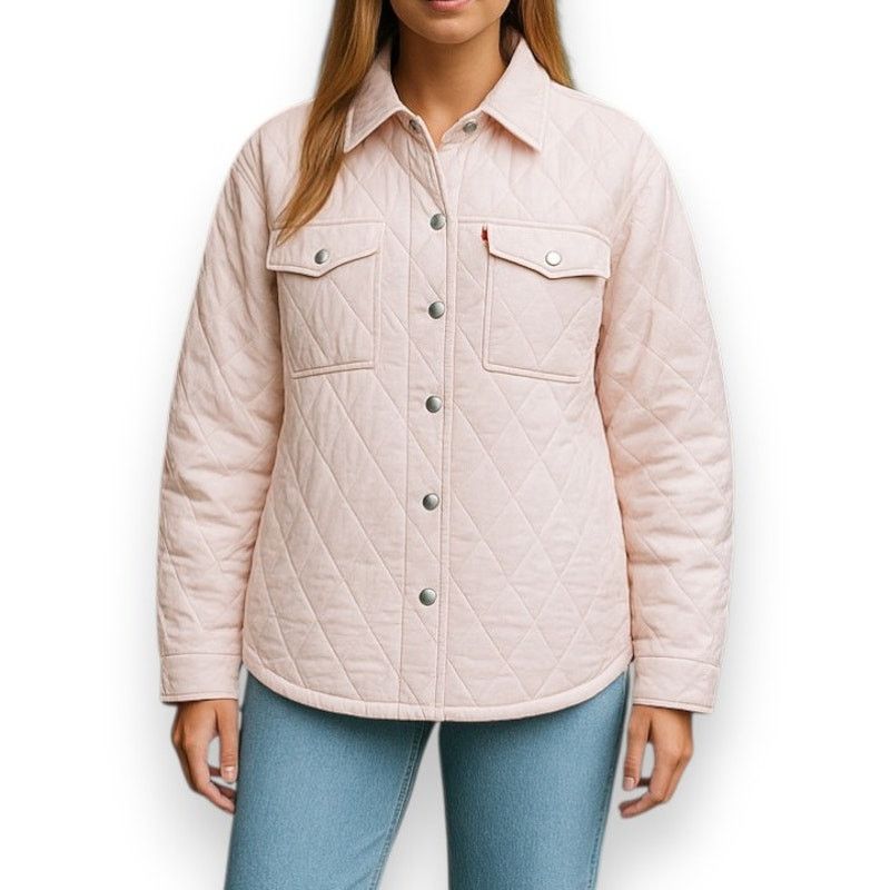 Levi's Levi’s Pastel Pink Quilted Shirt Jacket Shacket Size Medium Size M / US 6-8 / IT 42-44 - 3 Thumbnail