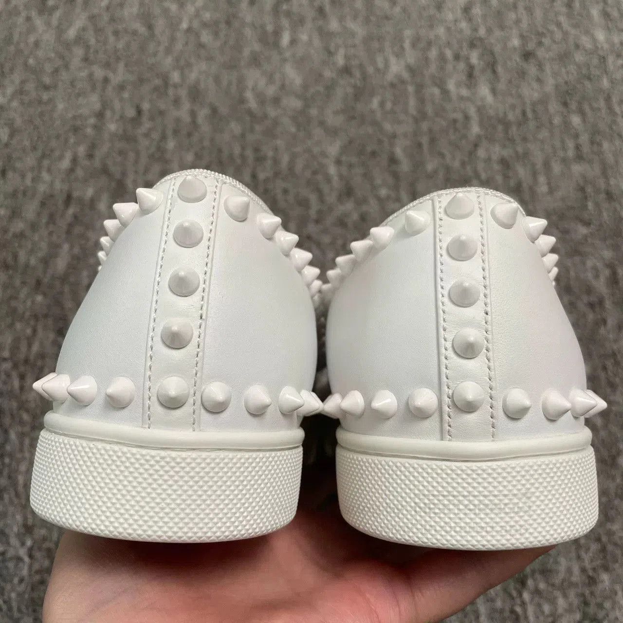Christian Louboutin Christian Louboutin White Spiked Loafers. Size US 4.5 / IT 34.5 - 5 Thumbnail