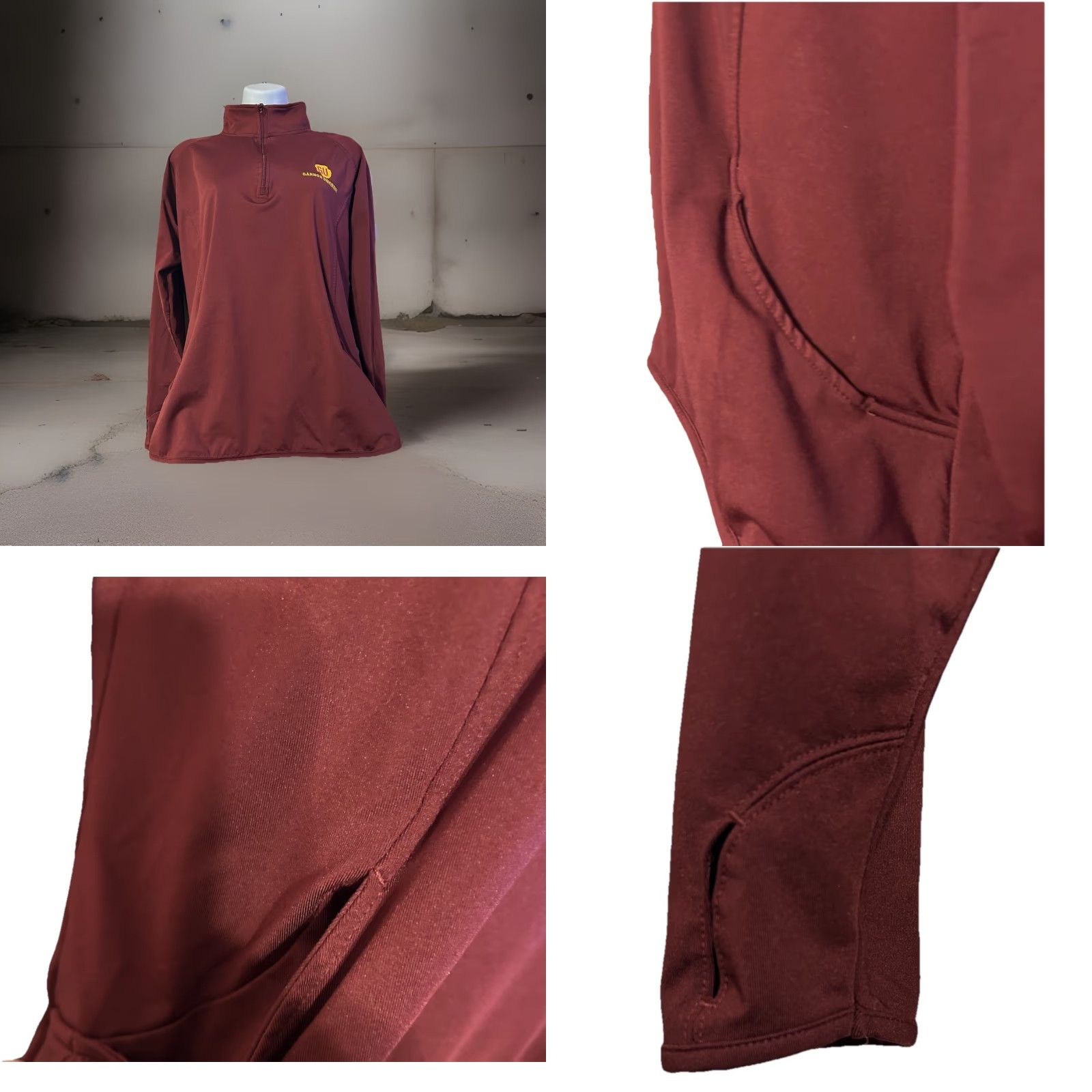 Port & Company Gannon University 1/4 Zip Pullover Women Large Maroon Mock Neck Thumb Holes Nike Shirt Size L / US 10 / IT 46 - 8 Thumbnail
