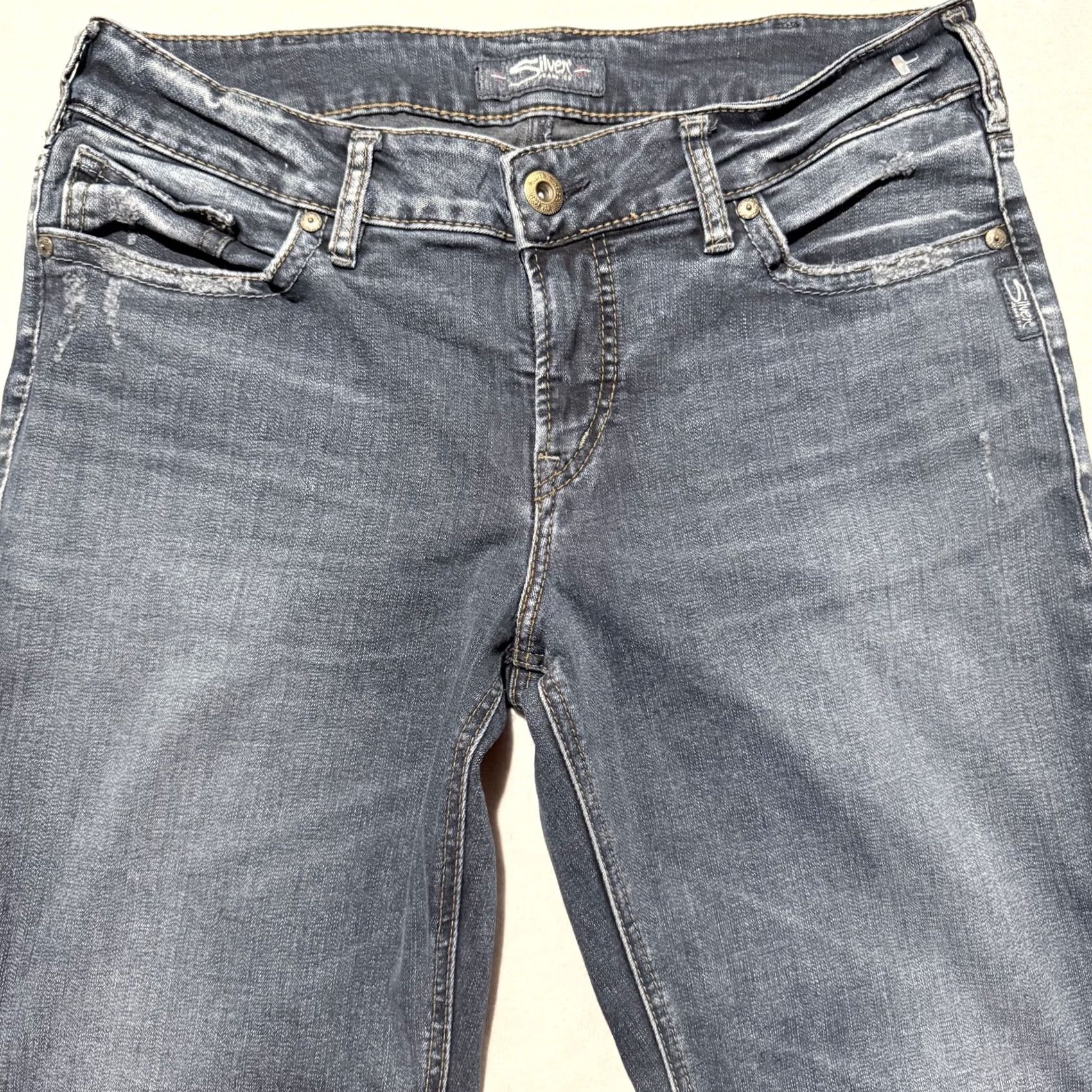 Silver Jeans Co. VINTAGE Silver Jeans Women’s Blue Denim Mid Rise Classic Straight Fit Zip Fly 34x29 Jeans Women Blue 90s Boys Girls Size 24" / US 00 / IT 34 - 3 Thumbnail