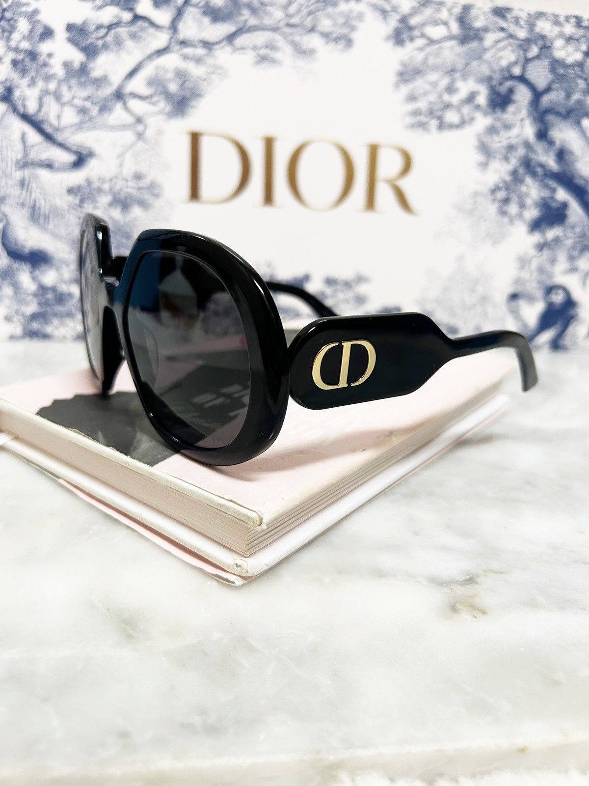 Authentic Dior Black Bobby R1U Oversized Logo Sunglasses